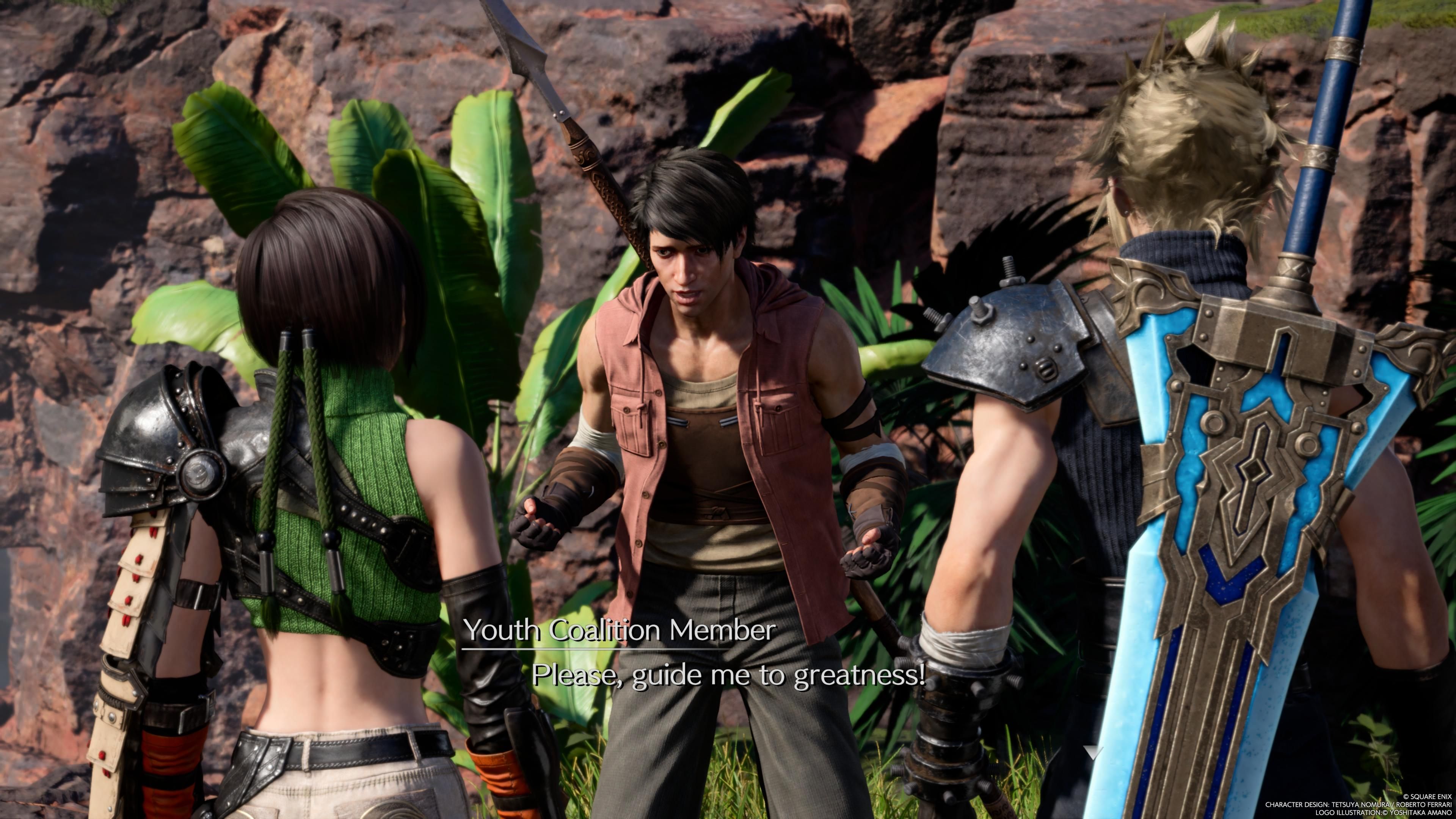 Sotetsu le implora a Yuffie que lo ayude en FF7 Rebirth