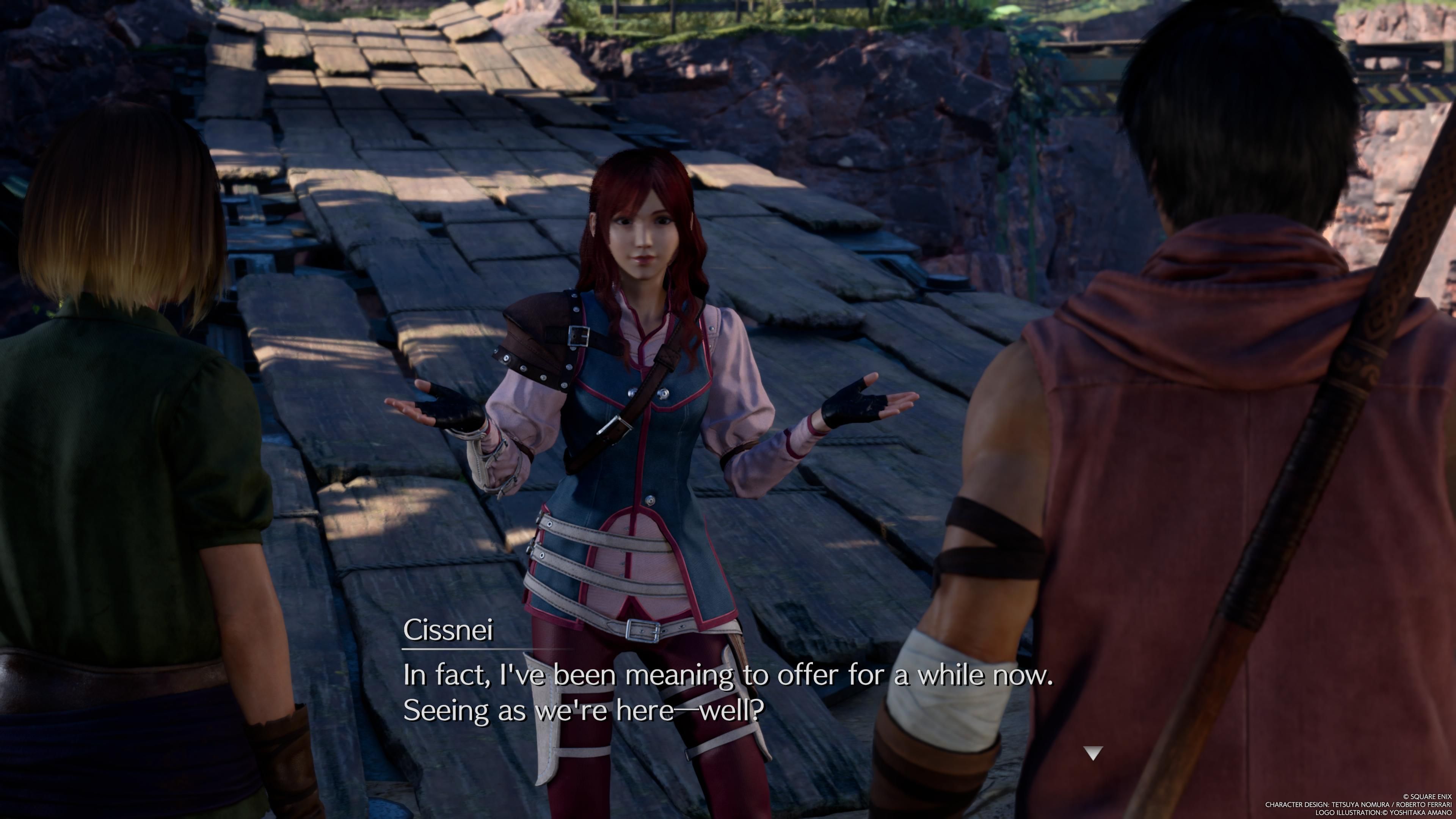 Cissnei se ofrece a enseñar a Sotetsu en FF7 Rebirth