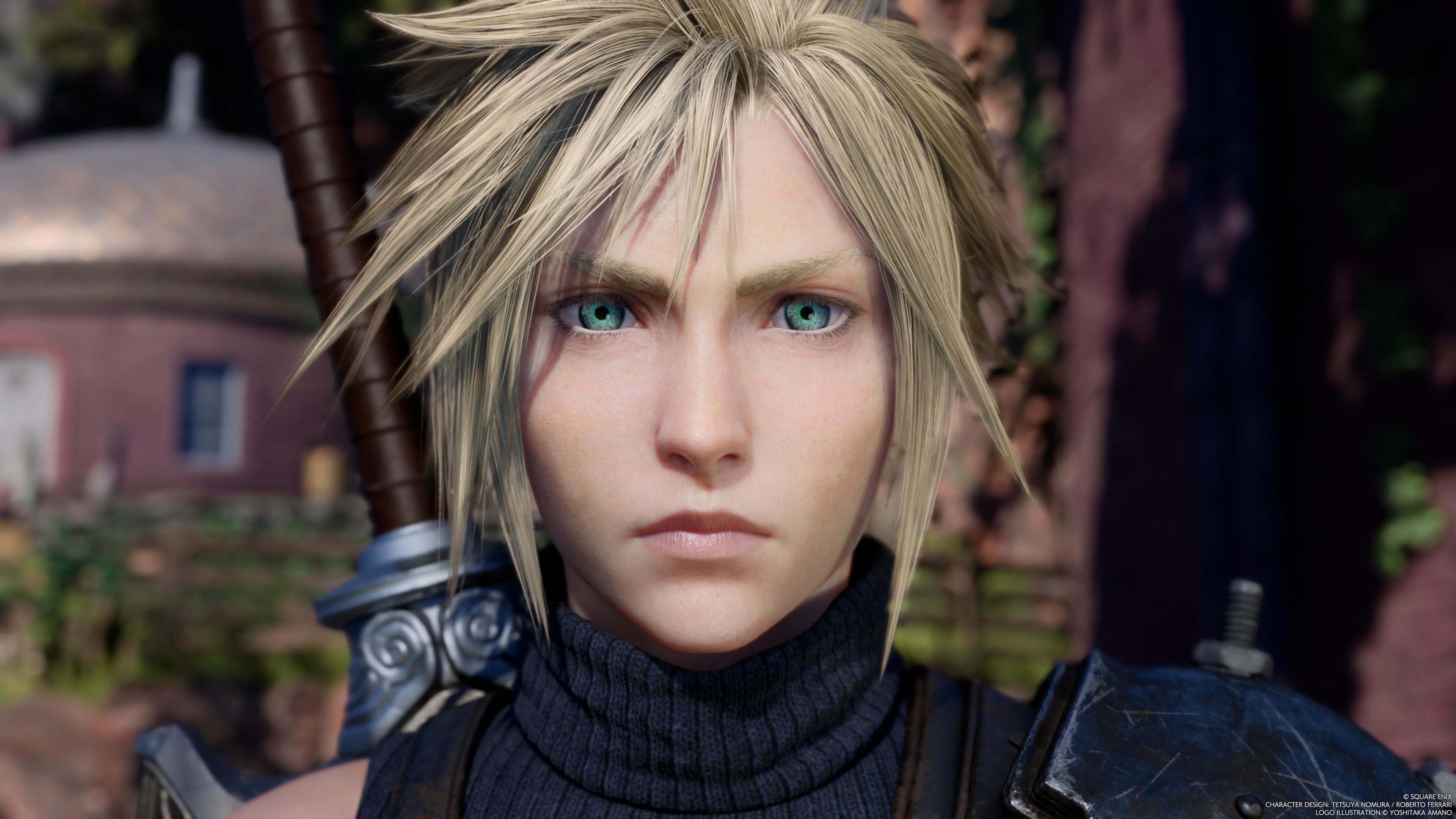 Cloud Strife mira hacia la cámara en Gongaga en FF7 Rebirth