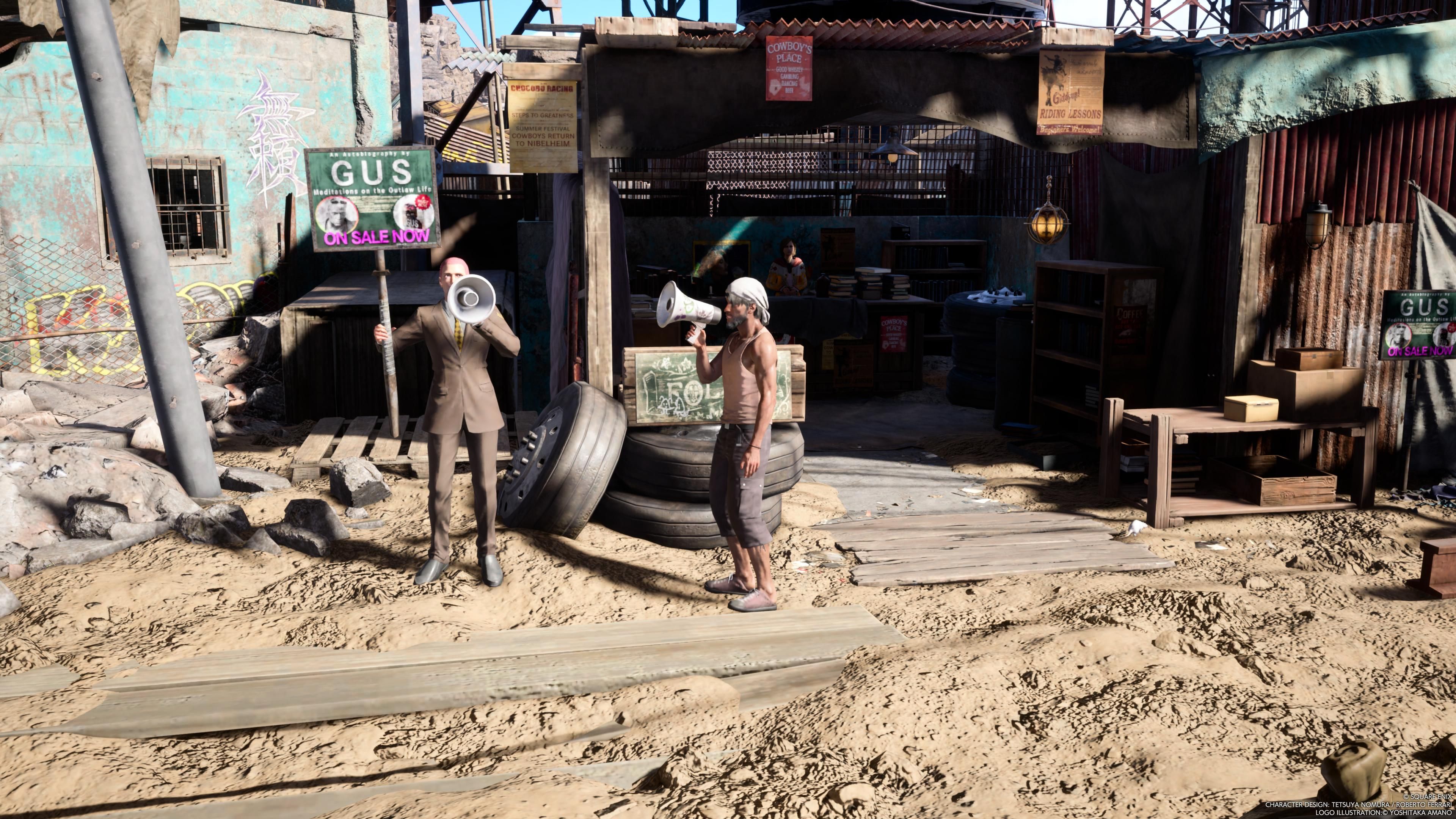 La autobiografía de Gus se vende en el FF7 Rebirth Dustbowl