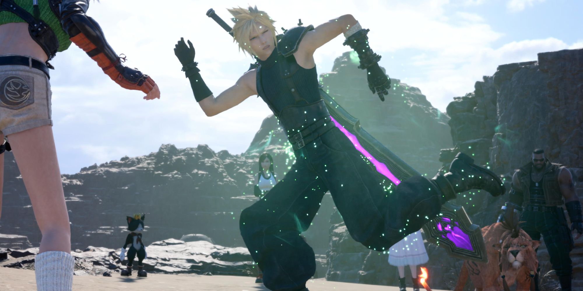 Cloud está de pie en la famosa forma Cactuar - FF7 Rebirth