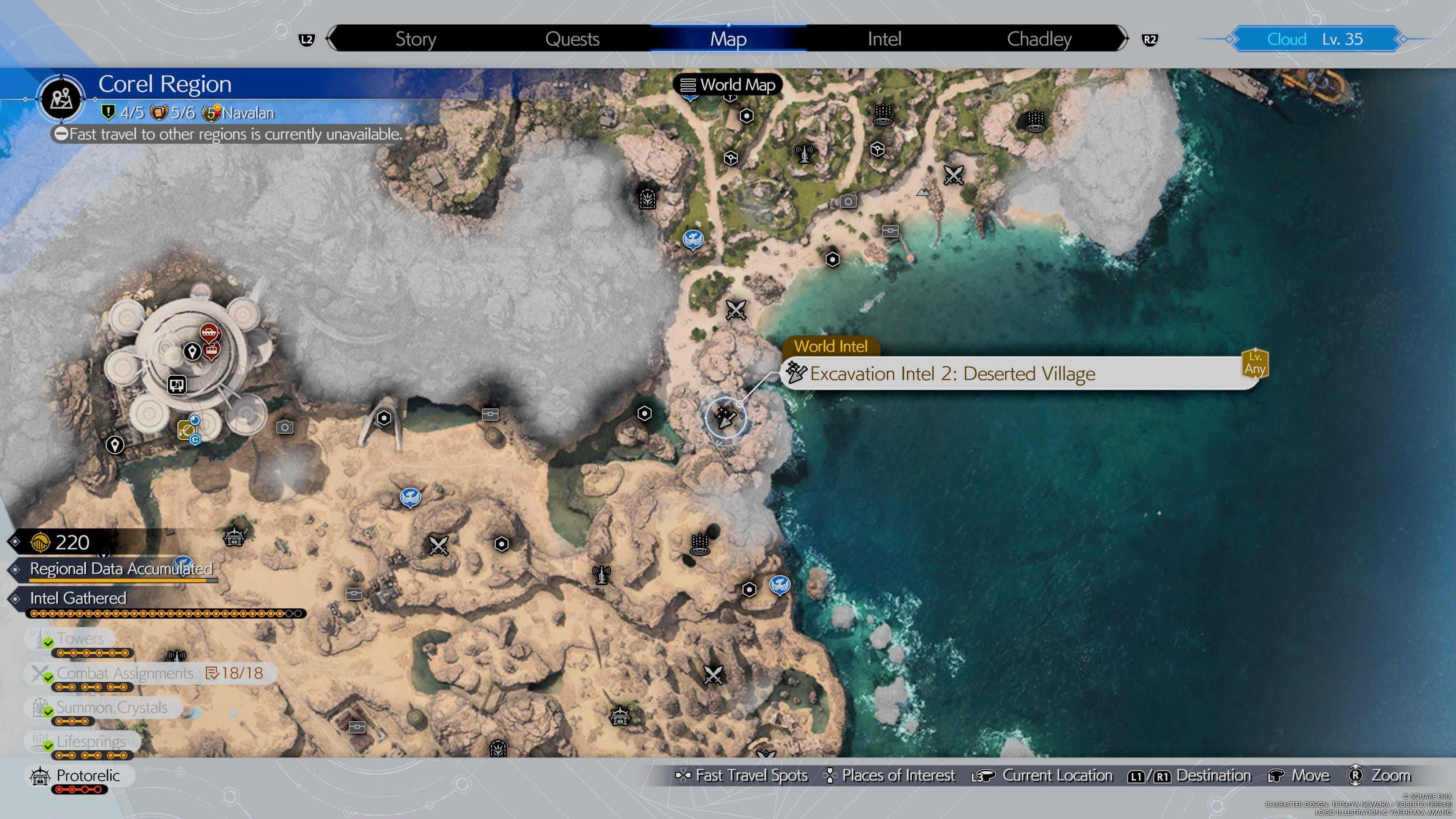 Ubicación de Excavation Intel 2 Deserted Village en el mapa - FF7 Rebirth