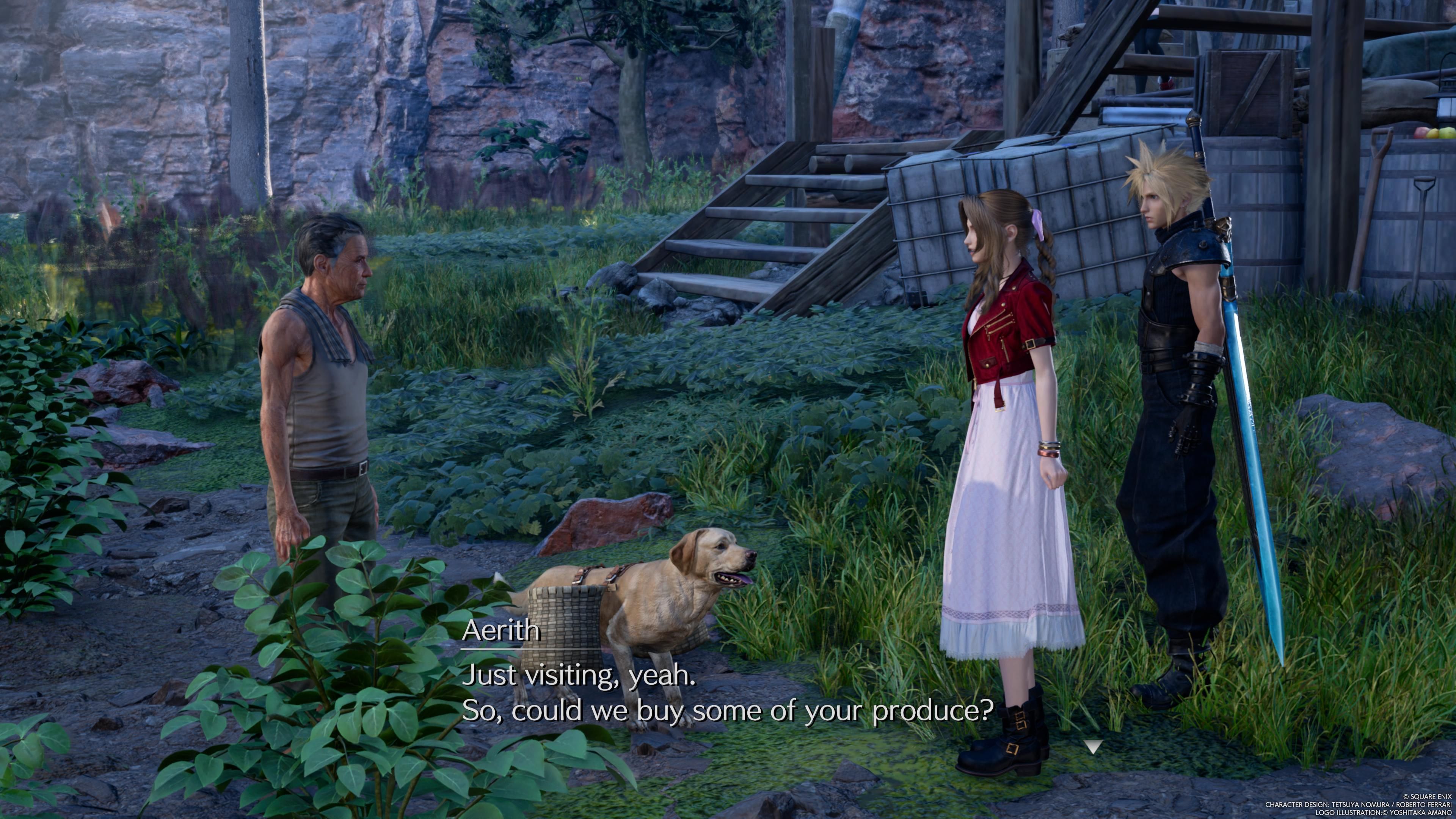 Torgan y Malon en su granja con Aerith y Cloud en FF7 Rebirth