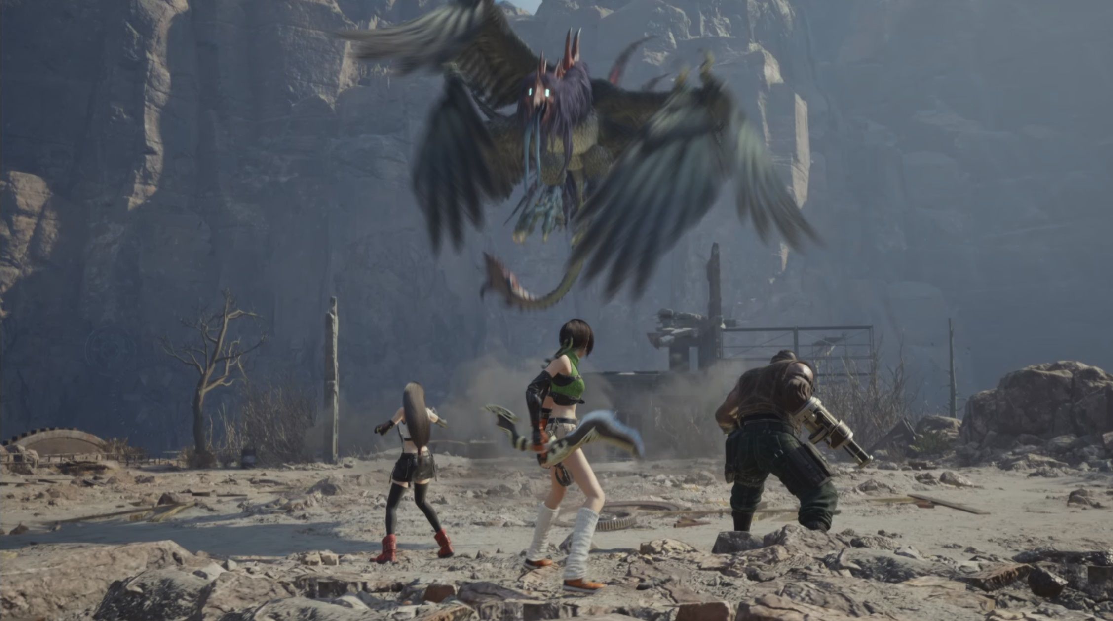 Gigatrice lucha por Yuffie, Barret y Tifa en FF7 Rebirth