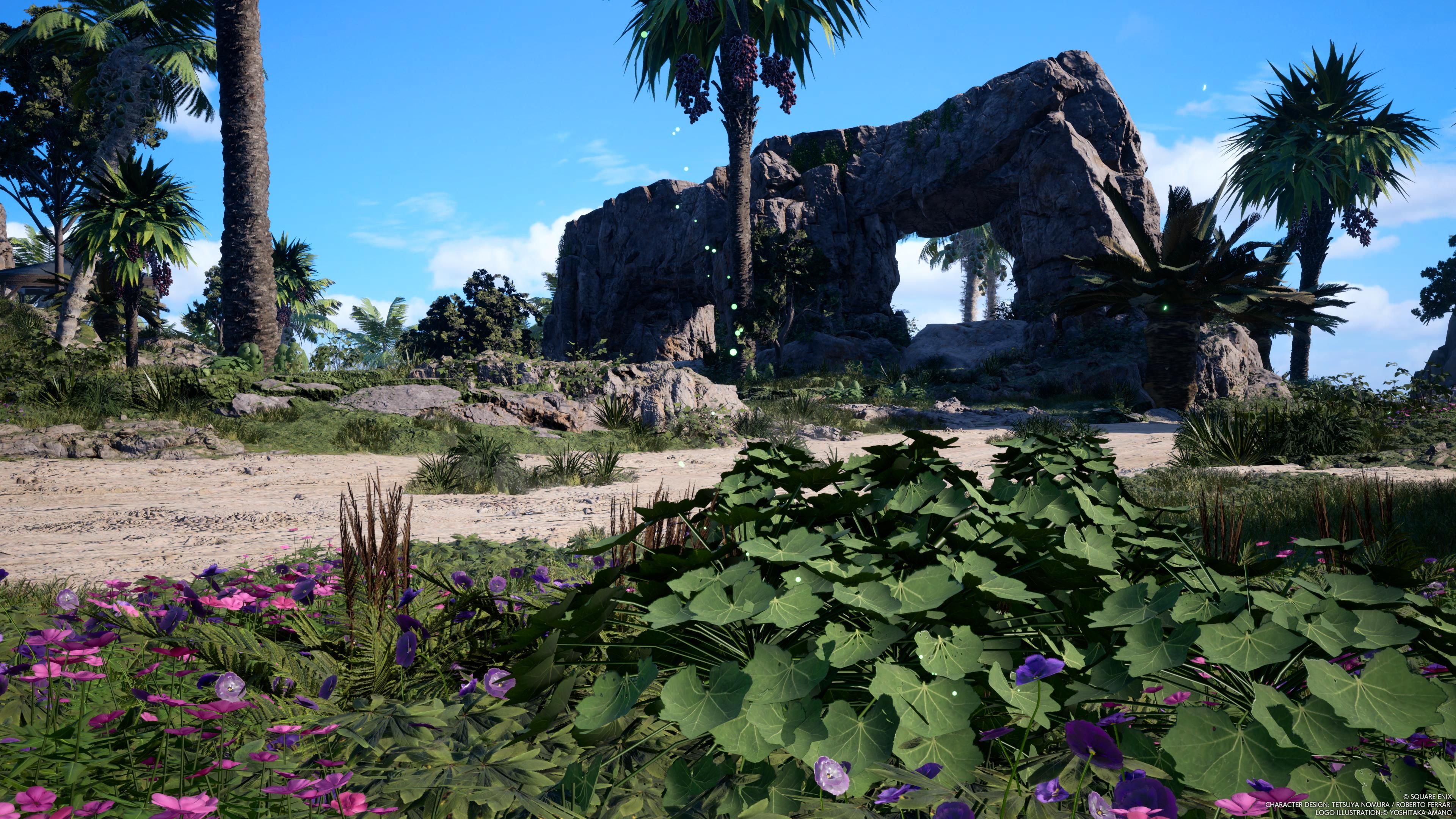 Una vista junto a la playa de las afueras de la región de Corel en la Costa del Sol en FF7 Rebirth