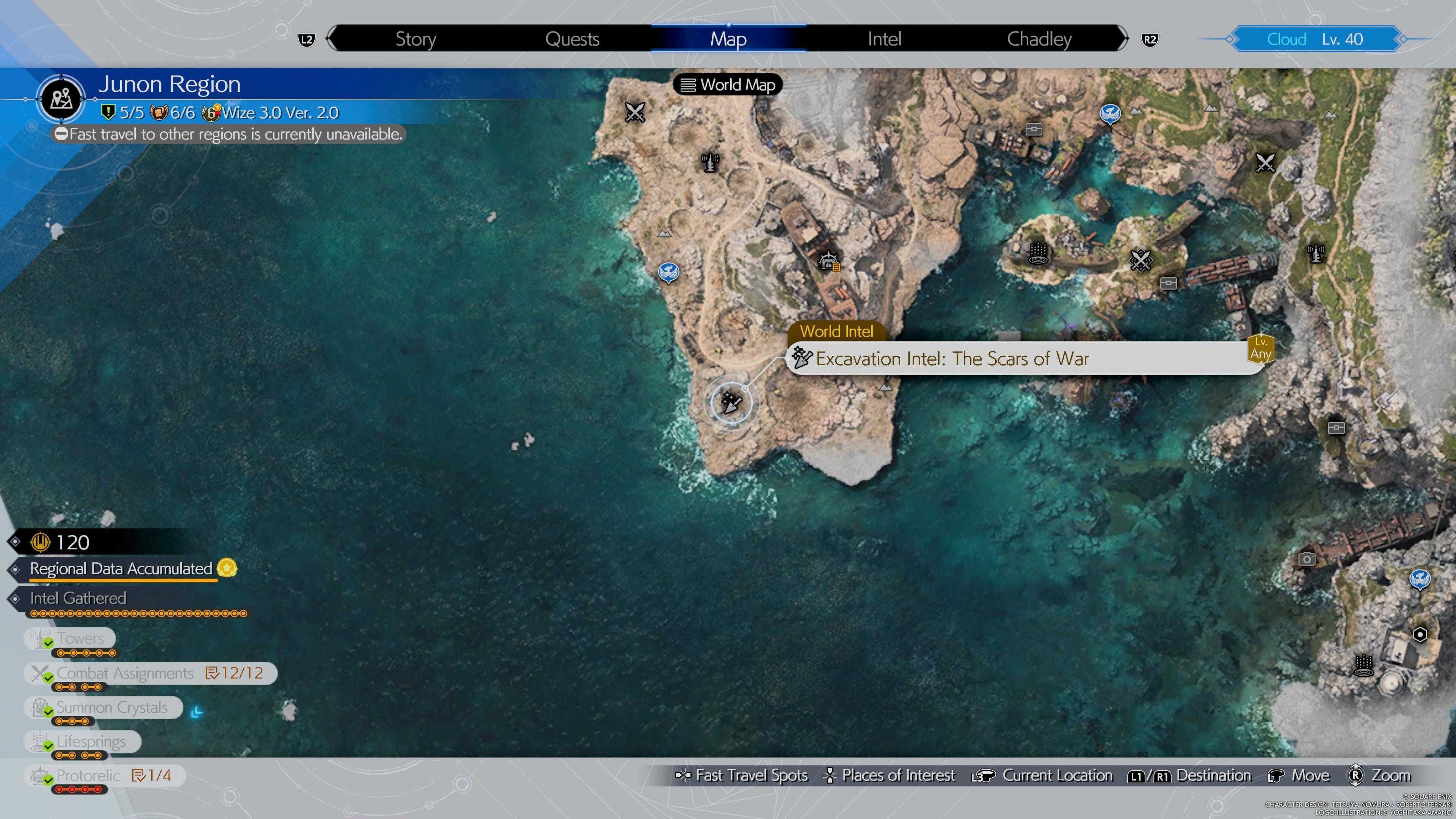 Ubicación de Excavation Intel The Scars of War en el mapa - FF7 Rebirth