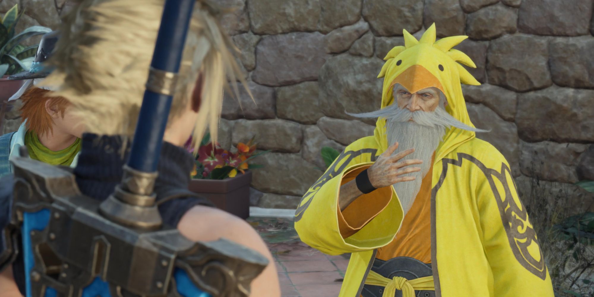 Cloud está hablando con Chocobo Sage - FF7 Rebirth