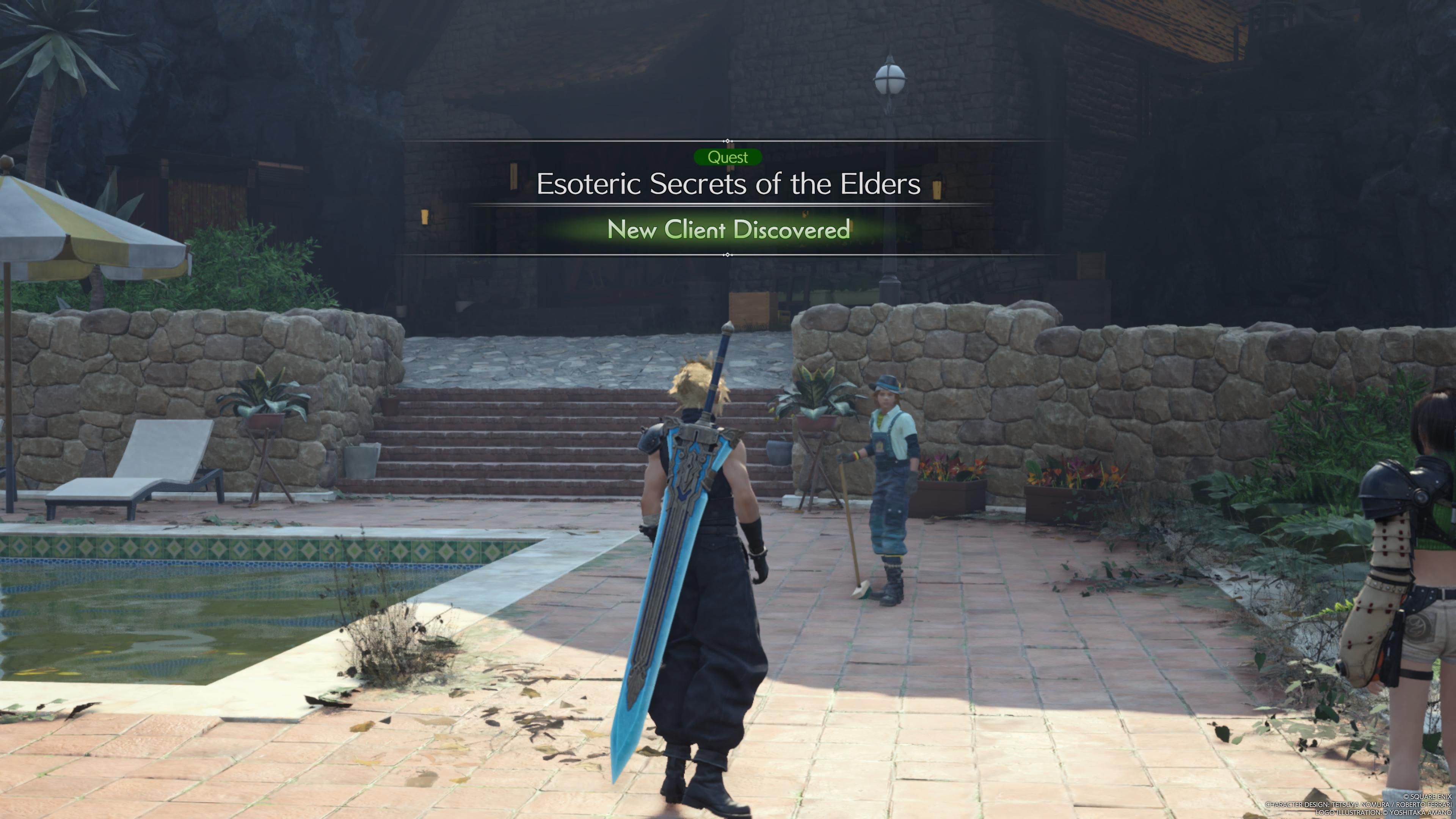 Cloud acaba de comenzar la misión secundaria Esoteric Secrets Of The Elders - FF7 Rebirth