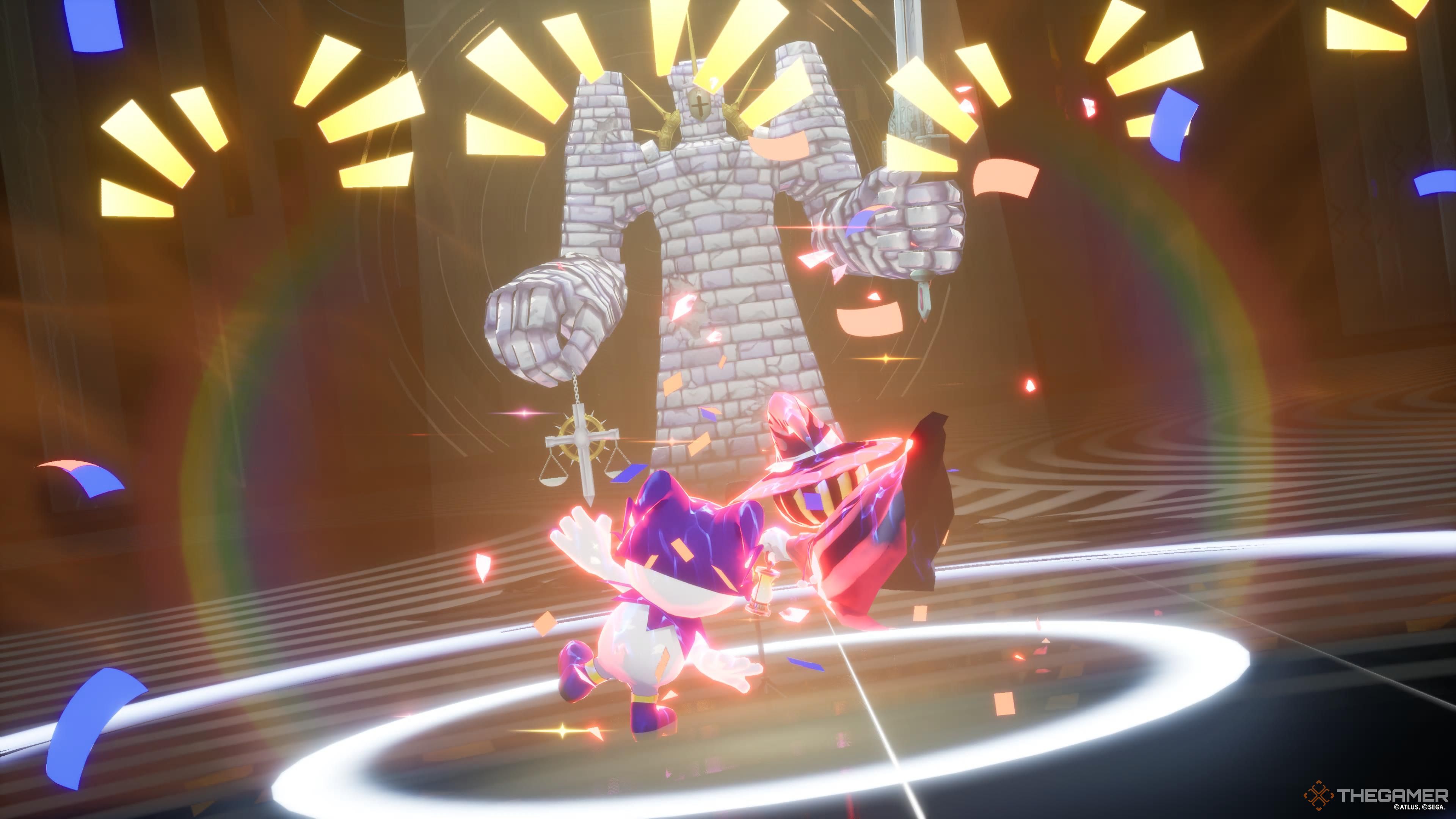 Persona 3 Reload jack Frost y Jack-o-lantern atacan al Alto Juez del Infierno