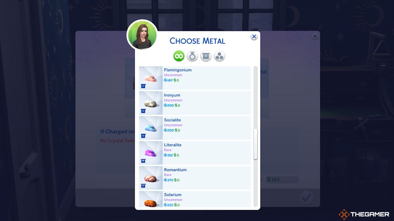 Un Sim elige qué metal usar en sus joyas