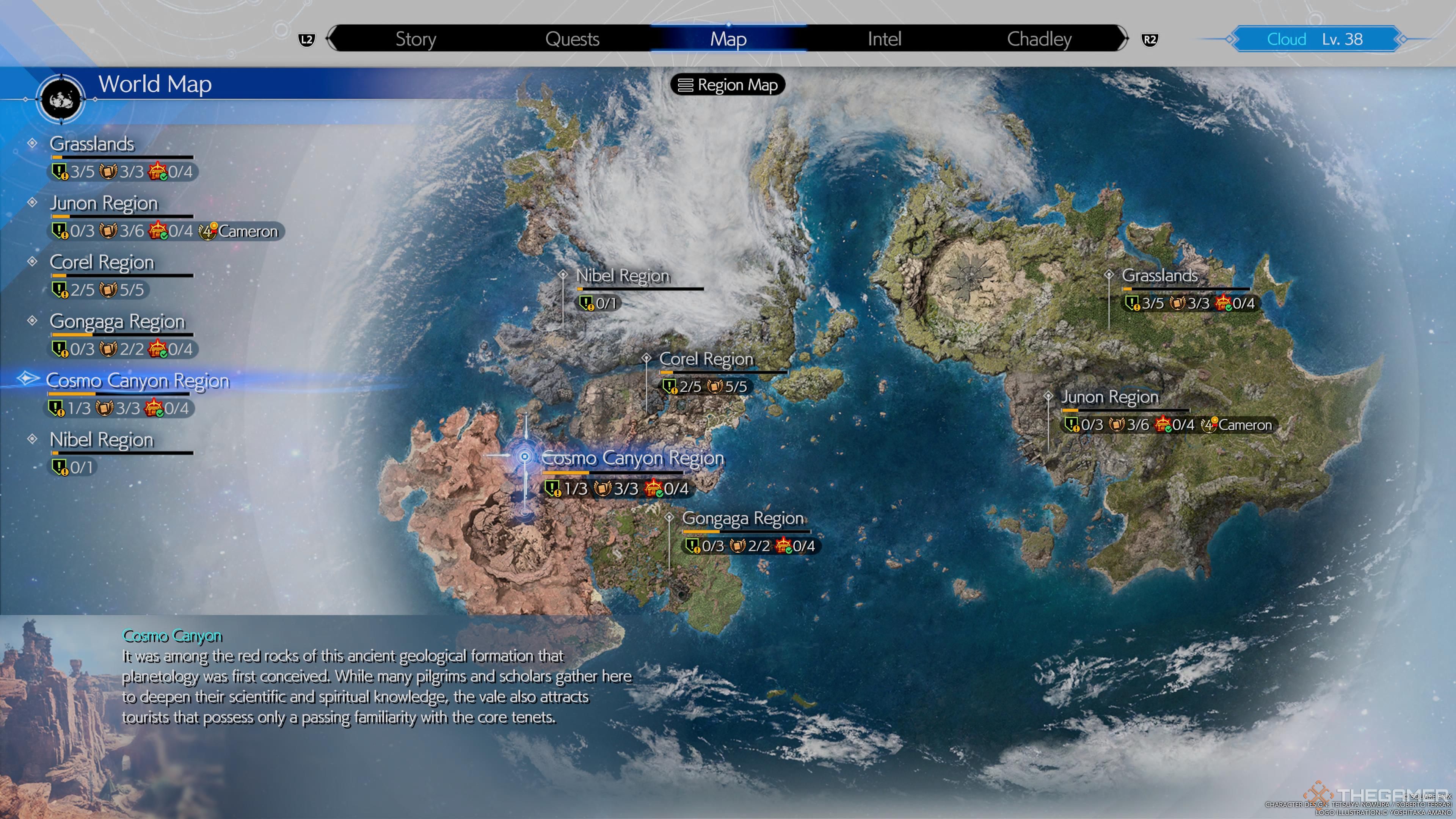 Cosmo Canyon en el mapa de Final Fantasy 7 Rebirth