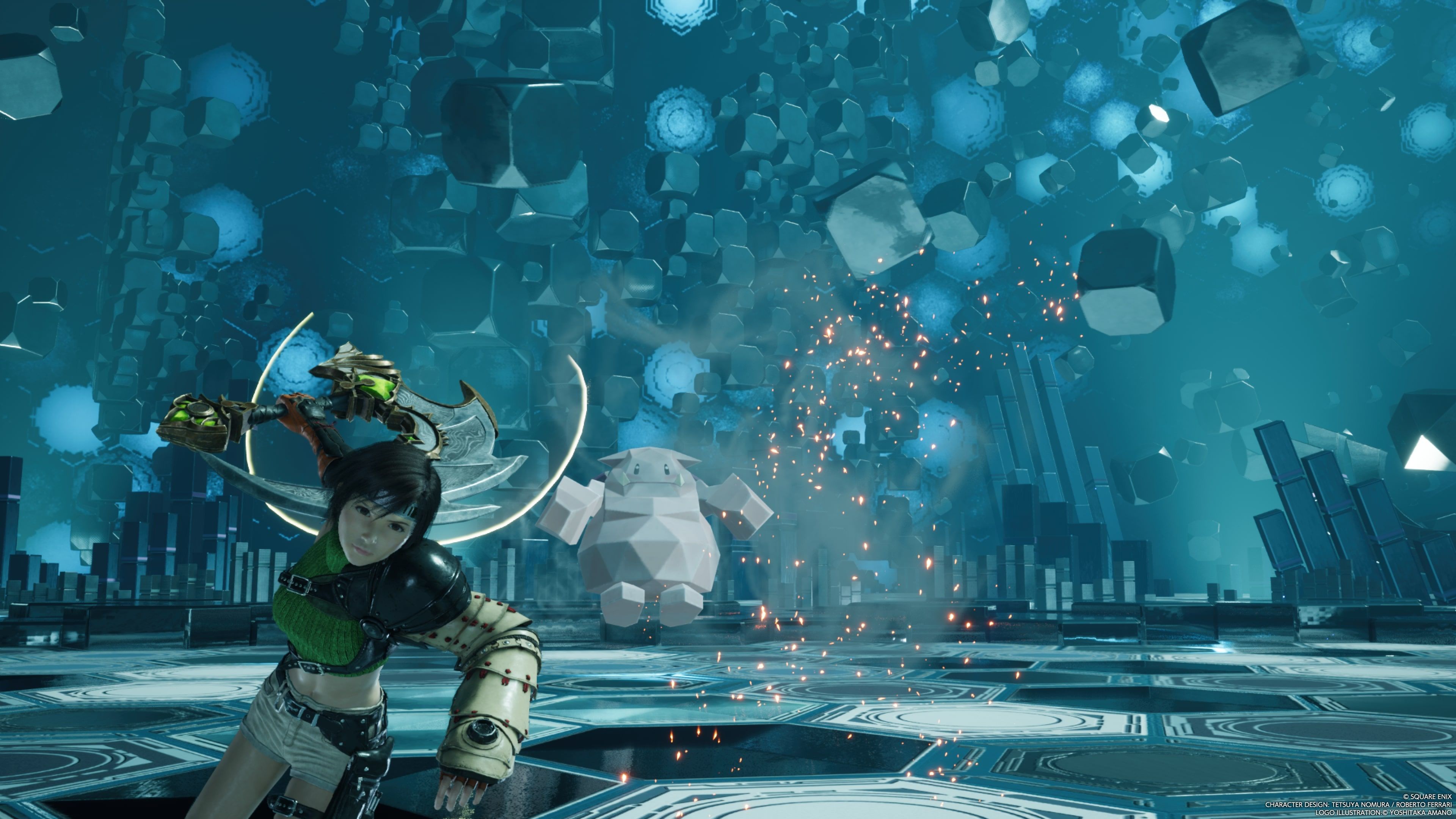FINAL FANTASY VII REBIRTH Yuffie usando Ninja Bazooka con Cait Sith