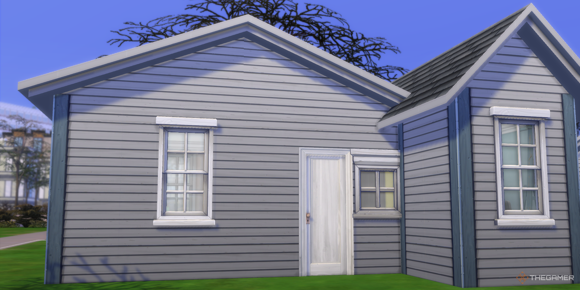 Exterior de una casa para principiantes barata en Los Sims 4.