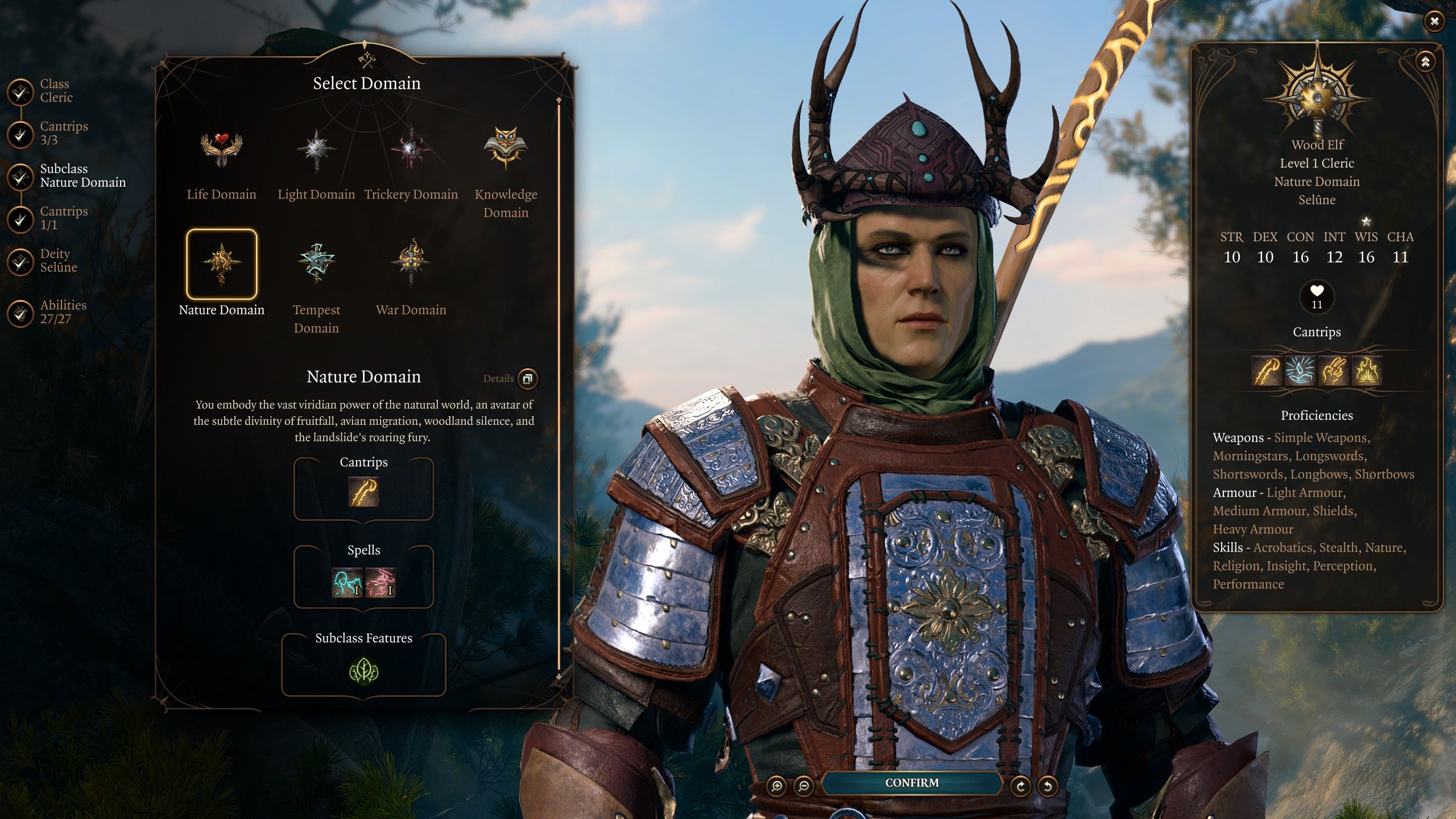 Clérigo del dominio natural de Baldur's Gate 3