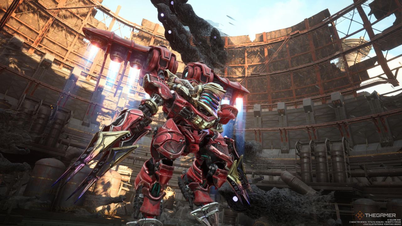 Crimson Mare en el reactor Gongaga, rodeada de Whispers en Final Fantasy 7 Rebirth.