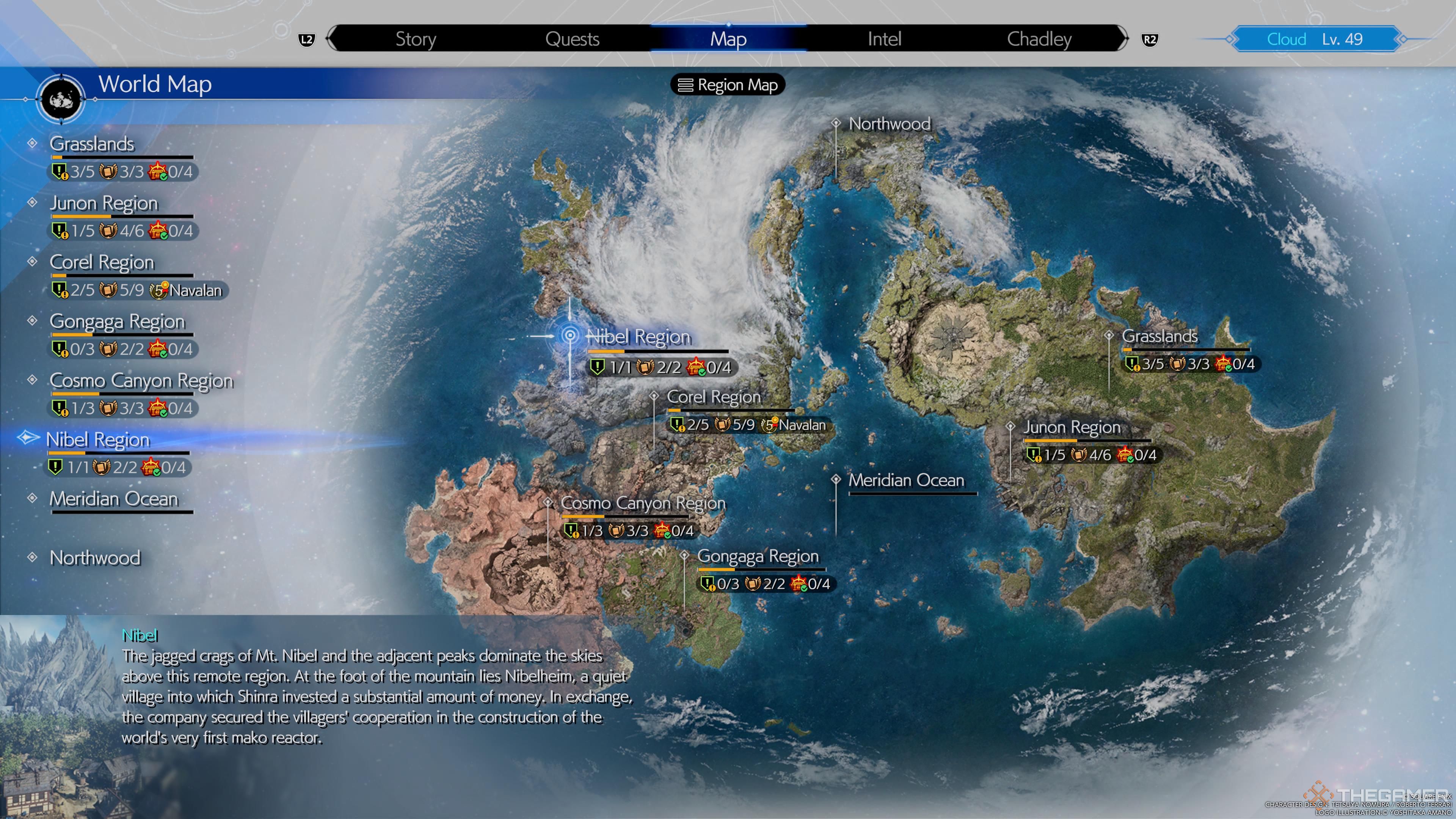 Nibel en el mapa de Final Fantasy