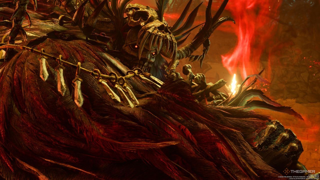 Gi Nattak se prepara para atacar a Red XIII y Barret en Final Fantasy 7 Rebirth.