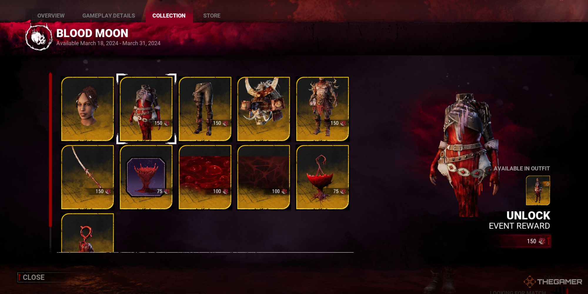 Varias recompensas desbloqueables para el evento Blood Moon en Dead by Daylight.