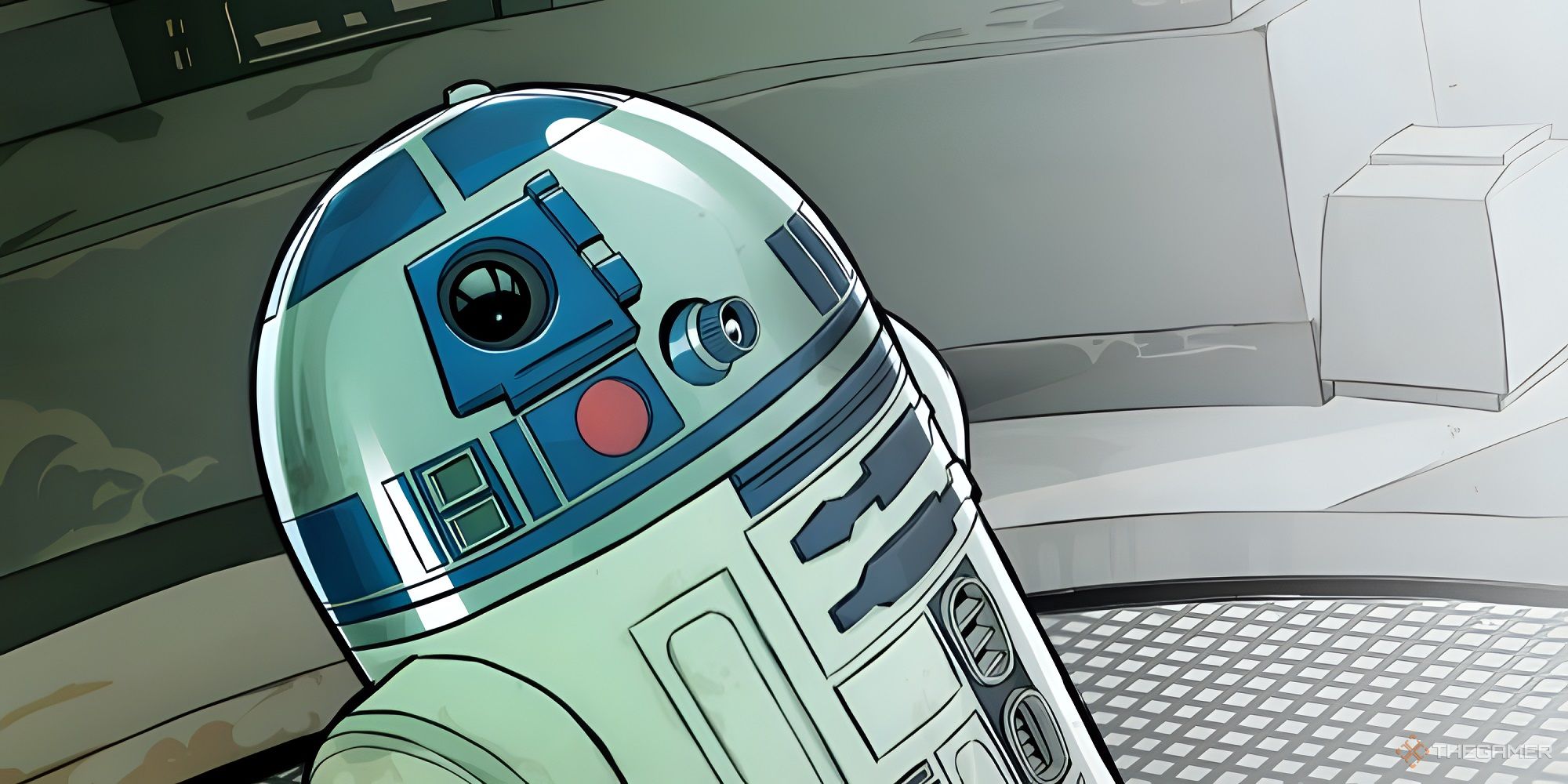 R2-D2 mirando hacia el espectador