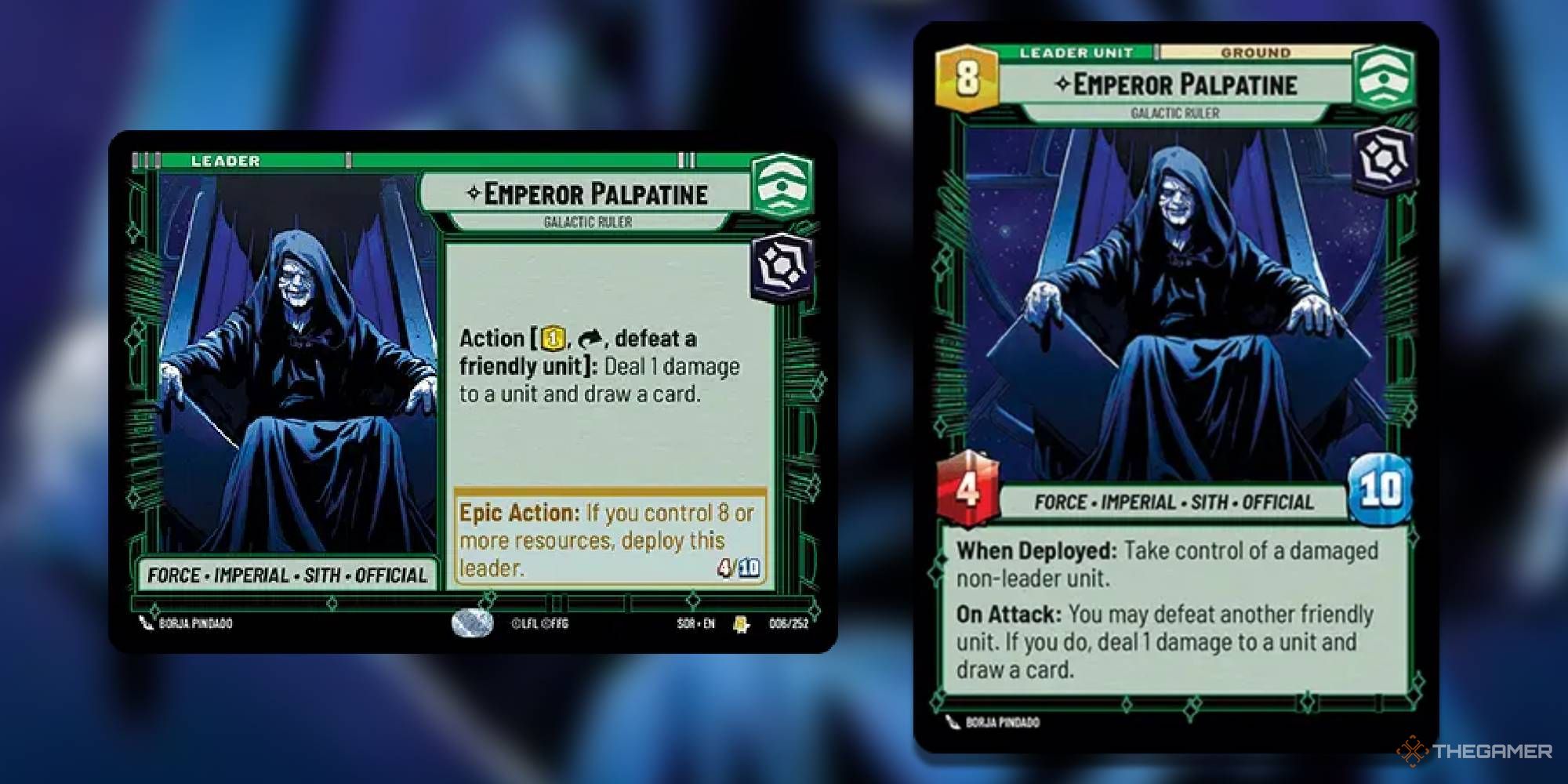 Tarjeta Emperpr Palpatine (Líder), ambos lados.