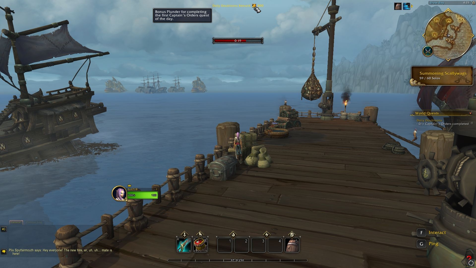 Colgando en el lobby de Plunderstorm cerca del puerto.