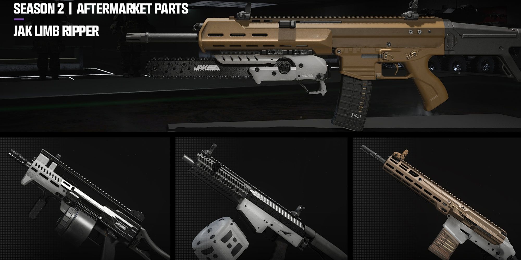 Collage de piezas de posventa de la temporada 2 de Modern Warfare 3