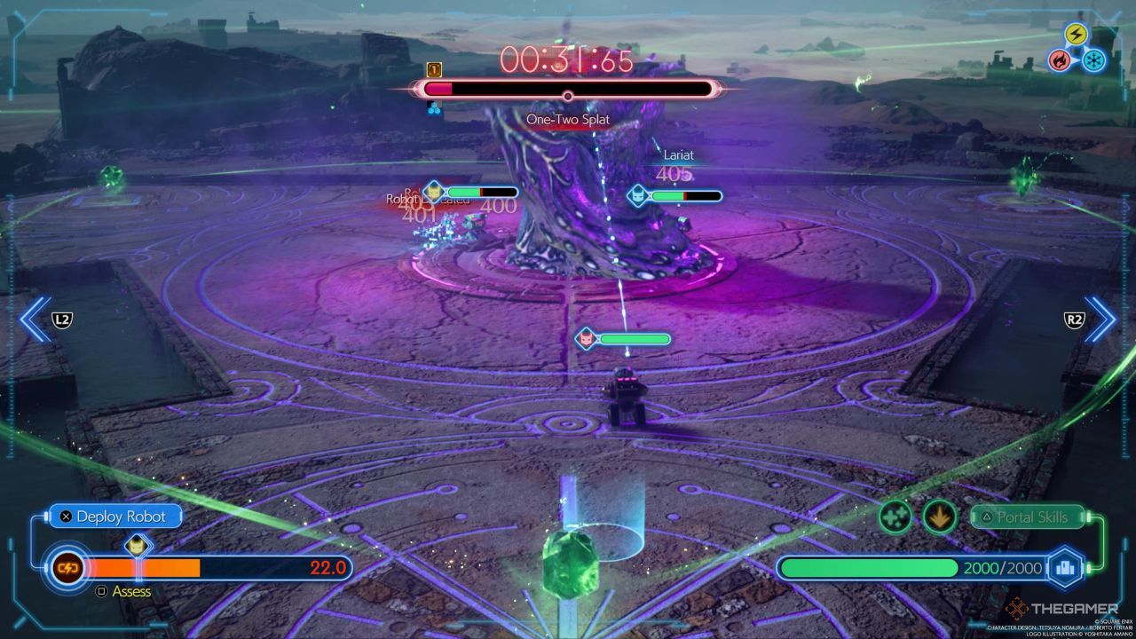 Robots atacando al jefe en Gears and Gambits en Final Fantasy 7 Rebirth 