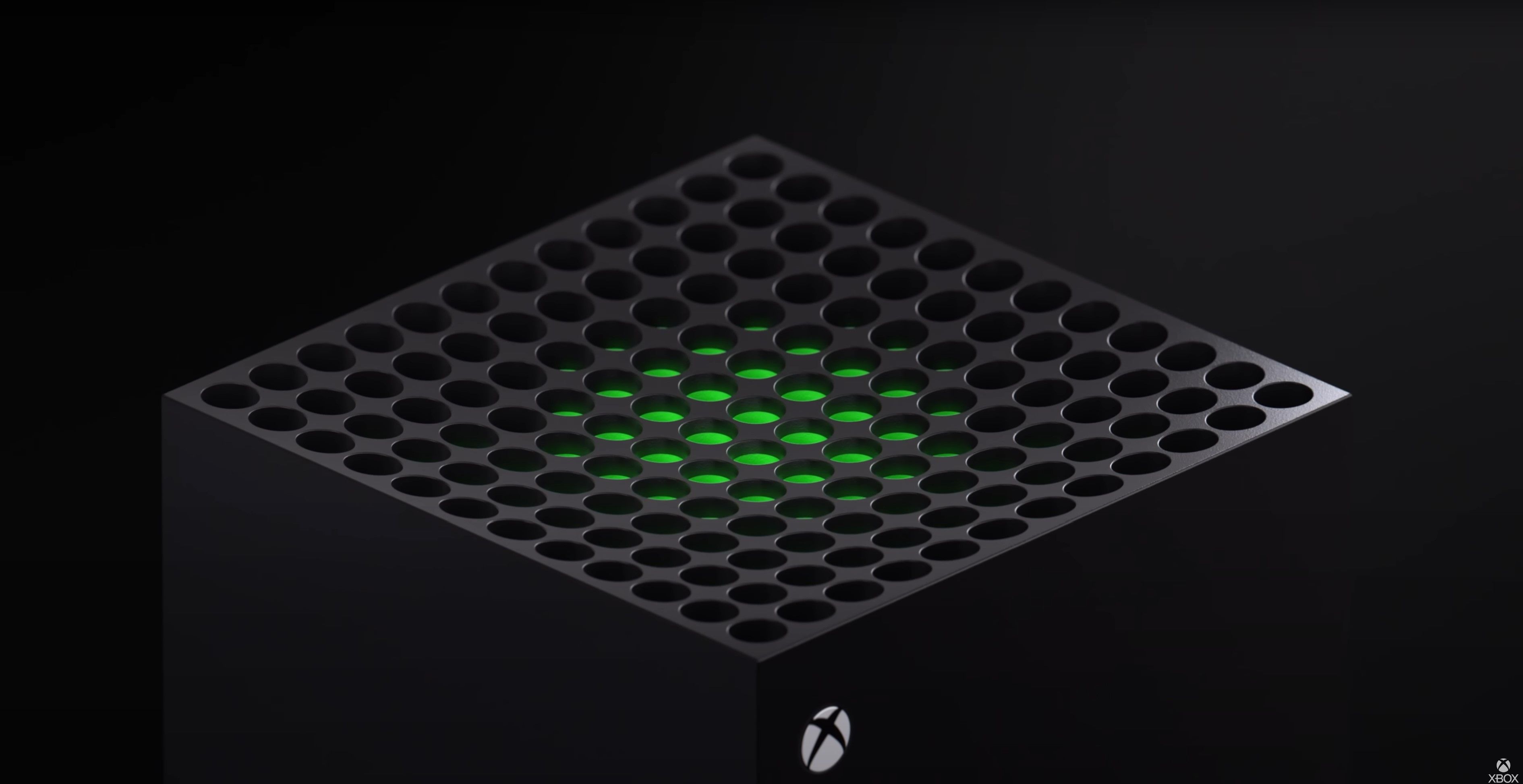 La parte superior de una consola Xbox Series X como se ve en su avance revelador