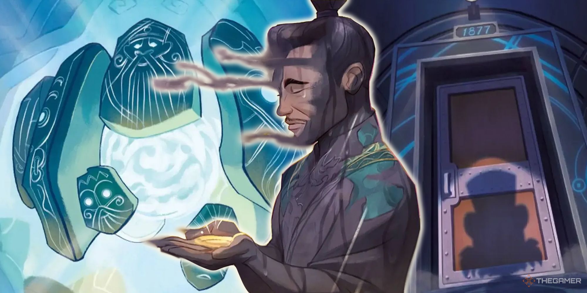 Imagen combinada de Disney Lorcana con elementos de las tierras de la tinta
