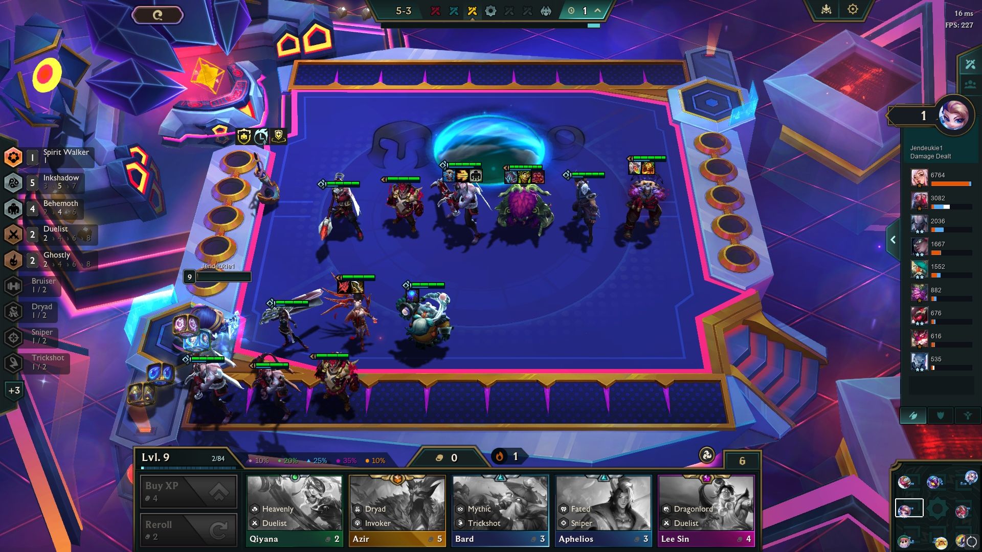 Equipo Inkshadow en plena pelea en un juego de Teamfight Tactics