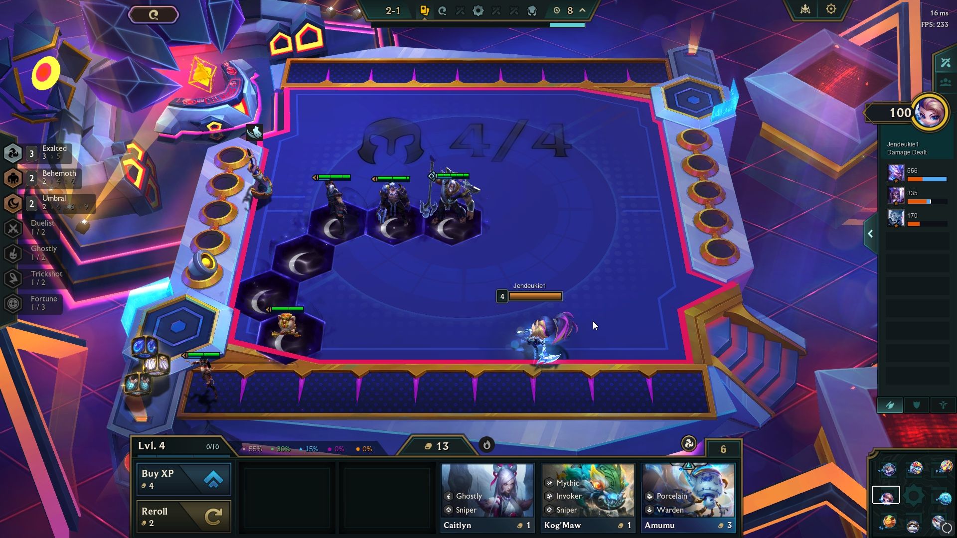 Equipo Umbral en las primeras rondas de Teamfight Tactics