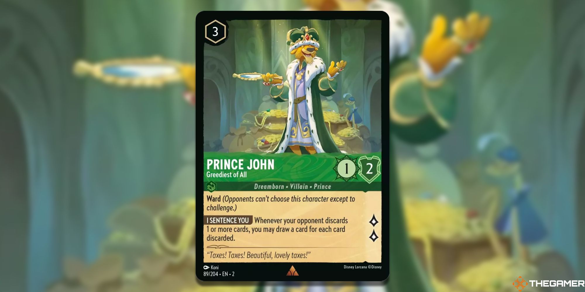 Tarjeta Disney Lorcana: El príncipe Juan, el más codicioso de todos