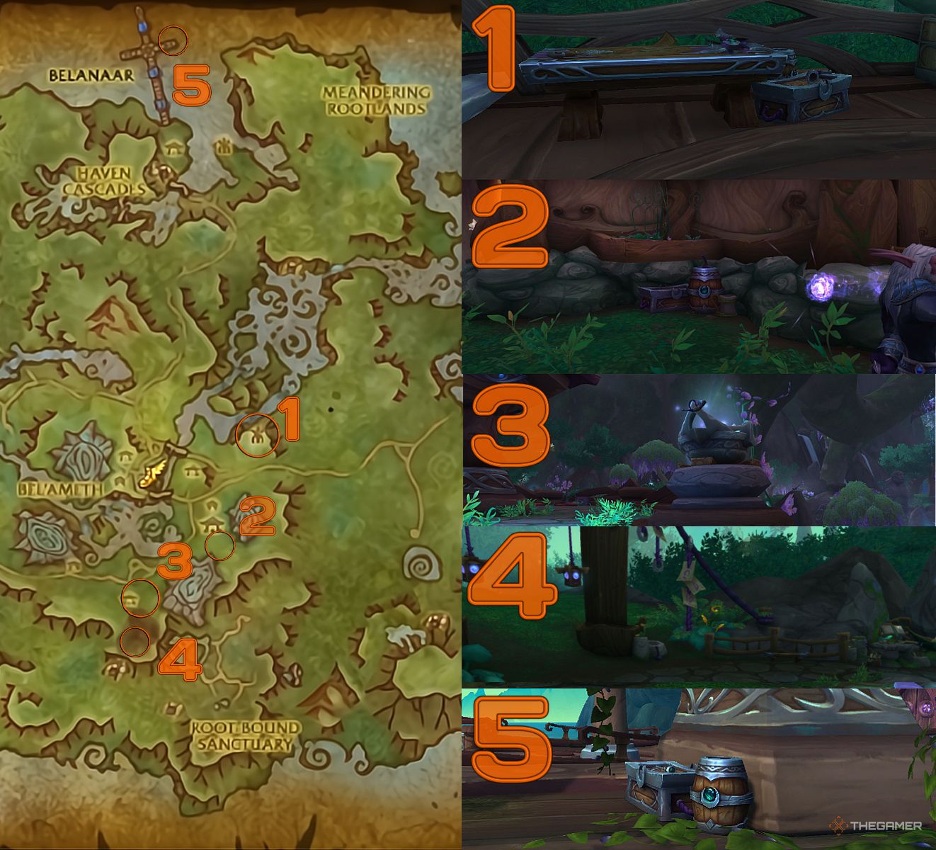 Ubicaciones de apariencia secundaria en Amirdrassil en World of Warcraft.
