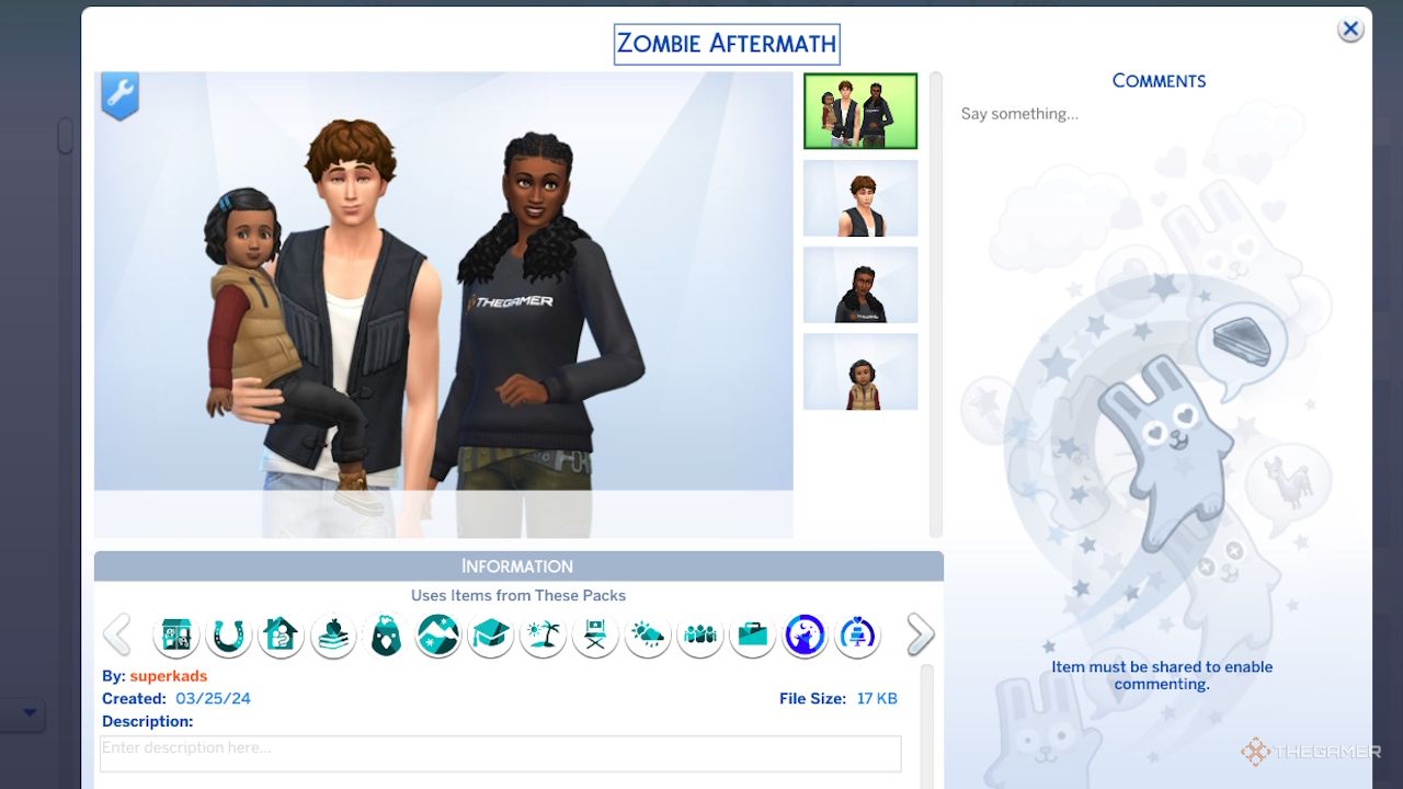 La familia inicial para el desafío Zombie Aftermath