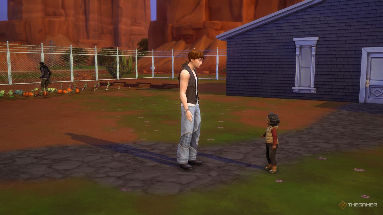 Tres Sims dentro de una valla a prueba de zombis durante un desafío