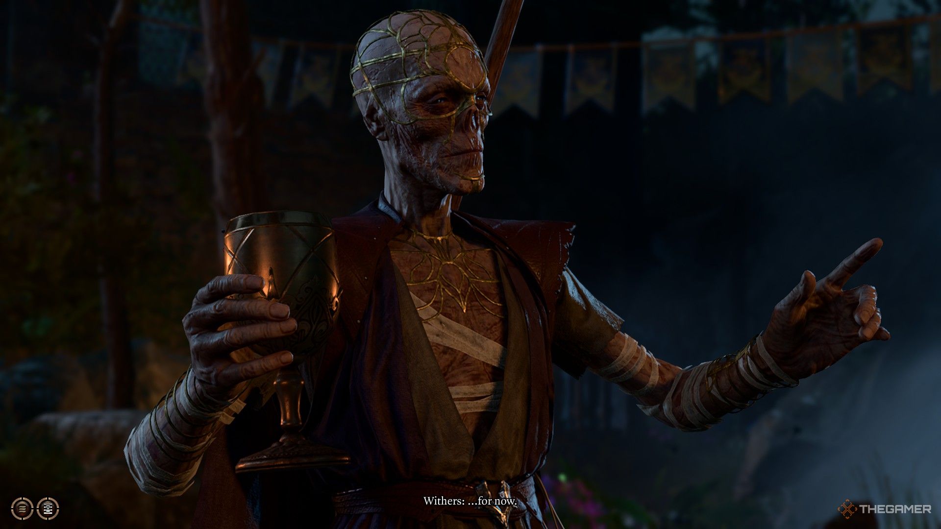 Cruz dice "Vaya ahora..." en la fiesta del epílogo final en Baldur's Gate 3
