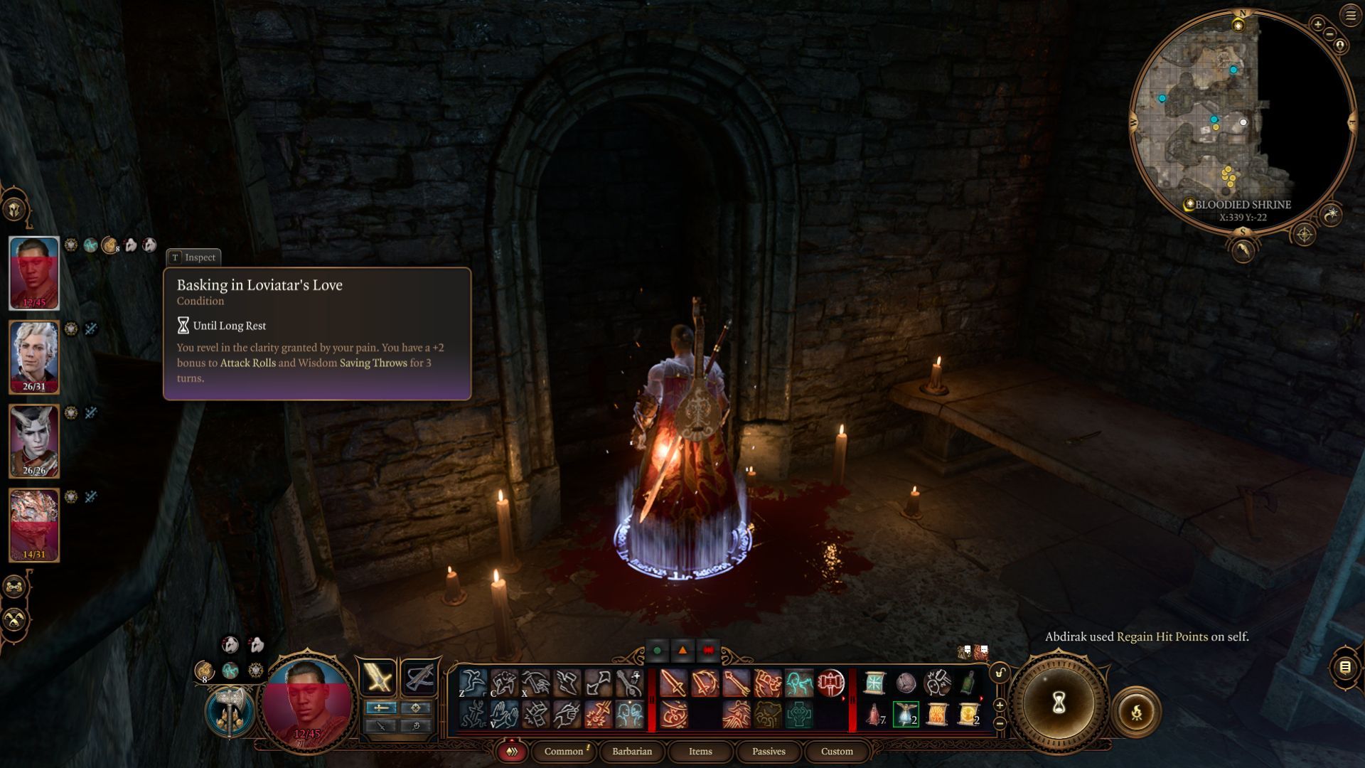 Descripción en el juego del beneficio permanente Amor de Loviatar en Baldur's Gate 3