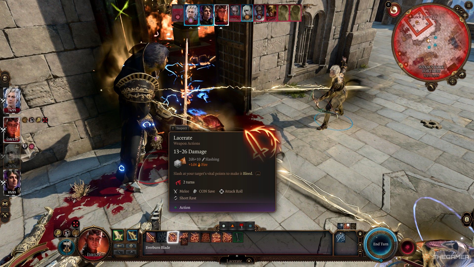 Karlach se prepara para usar Lacerate en Enver Gortash durante la pelea en Baldur's Gate 3.