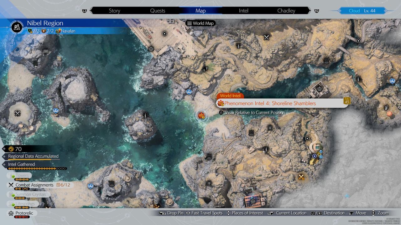 La cuarta misión Phenomenon Intel de la región de Nibel en el mapa de Final Fantasy 7 Rebirth.