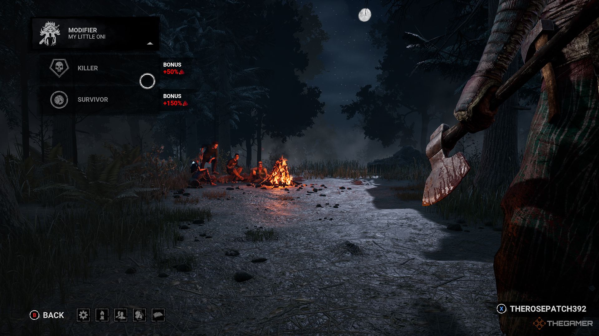 Captura de pantalla de la pantalla del lobby de Dead By Daylight con las opciones del modificador.