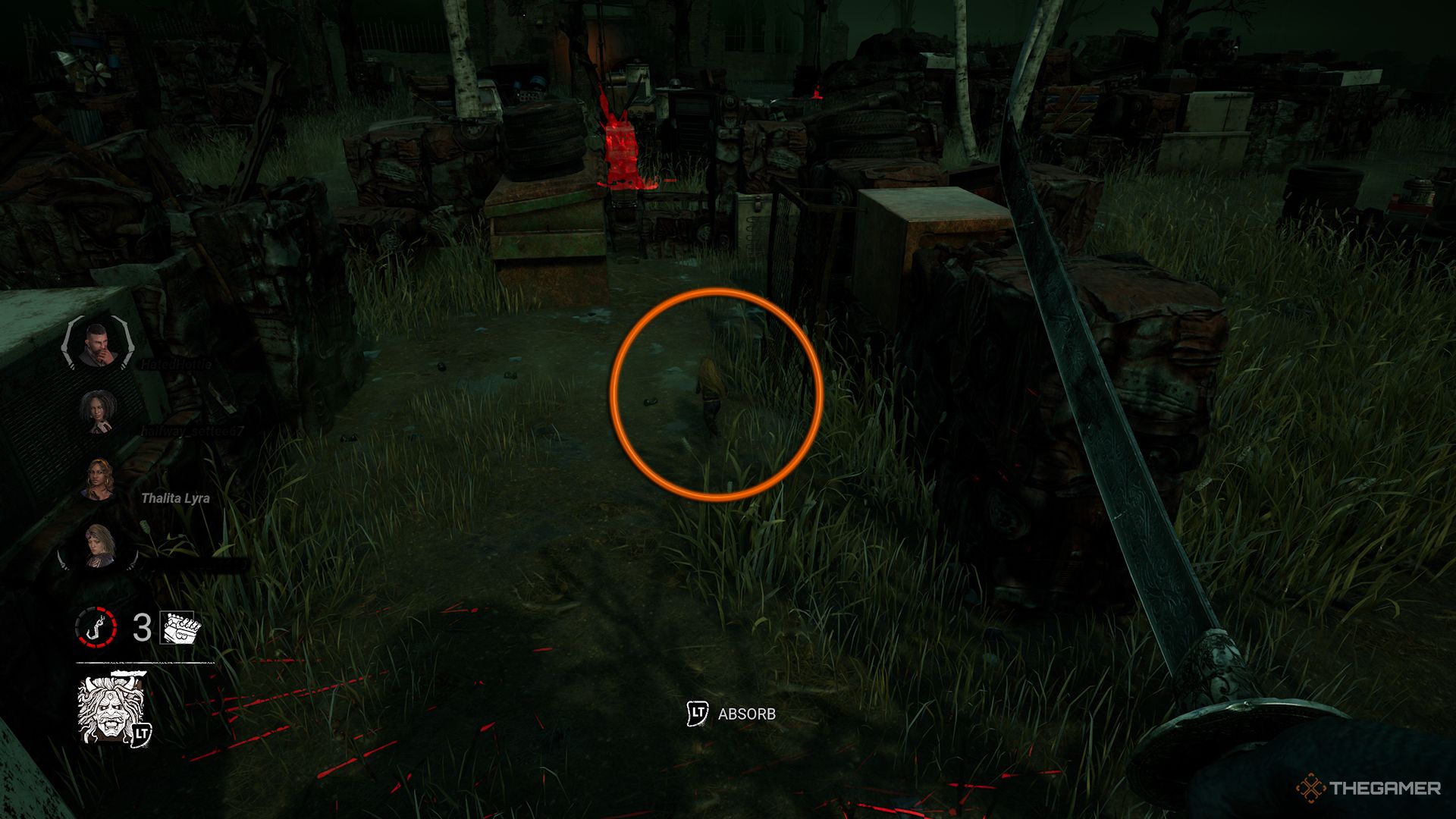 Persiguiendo al pequeño superviviente como un Oni gigante en el modificador My Little Oni en Dead By Daylight