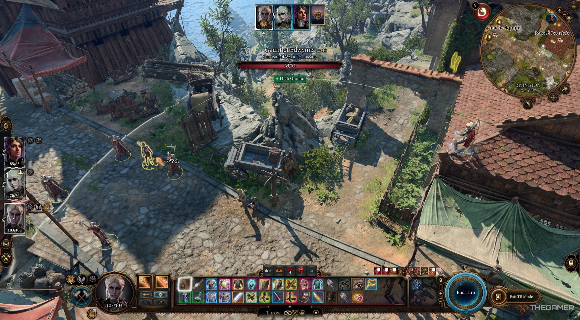 Minthara se prepara para arrojar a Nyrulna a los guardias desprevenidos en Baldur's Gate 3.