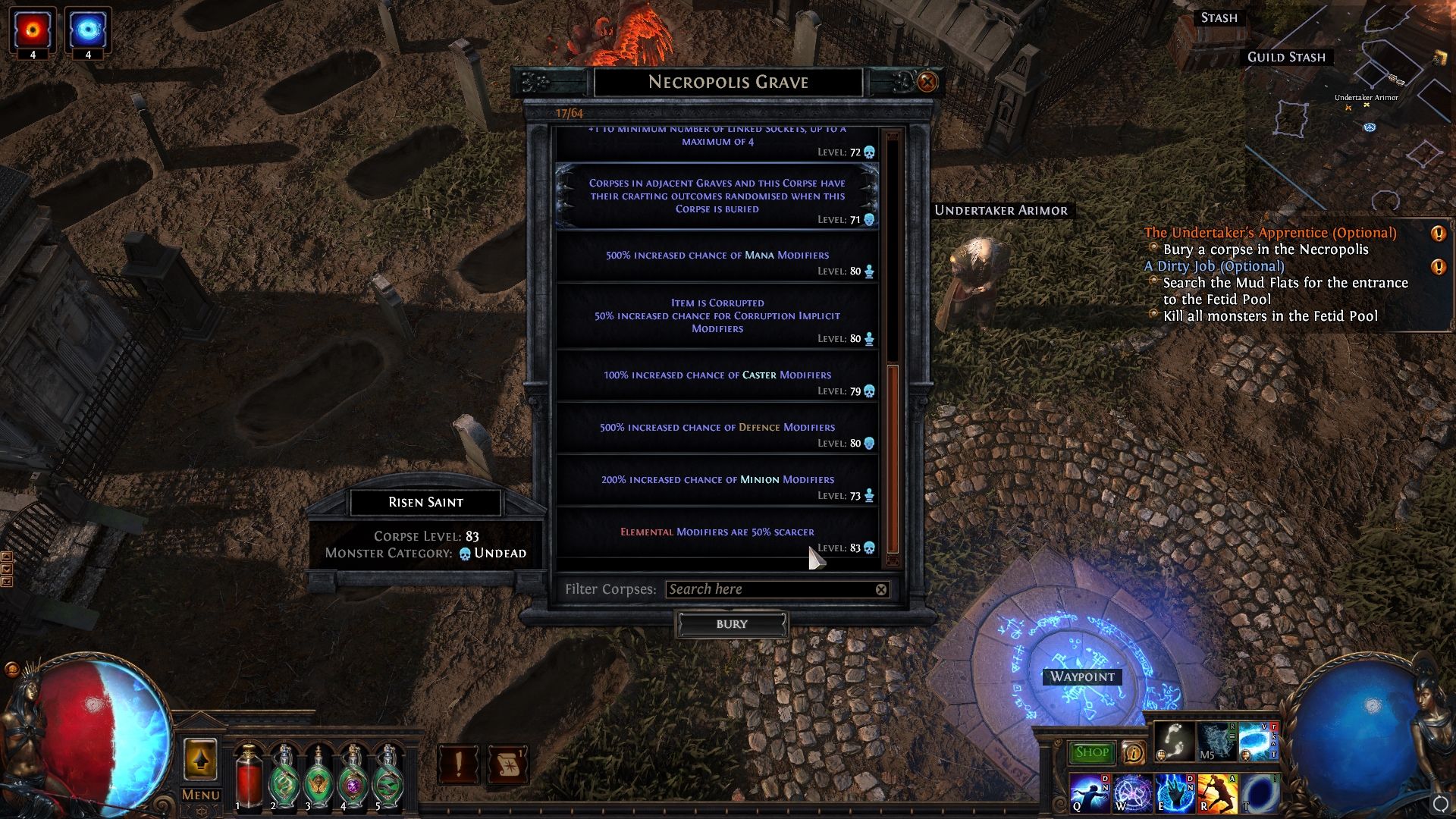 Lista de modificadores de creación de necrópolis en Path of Exile