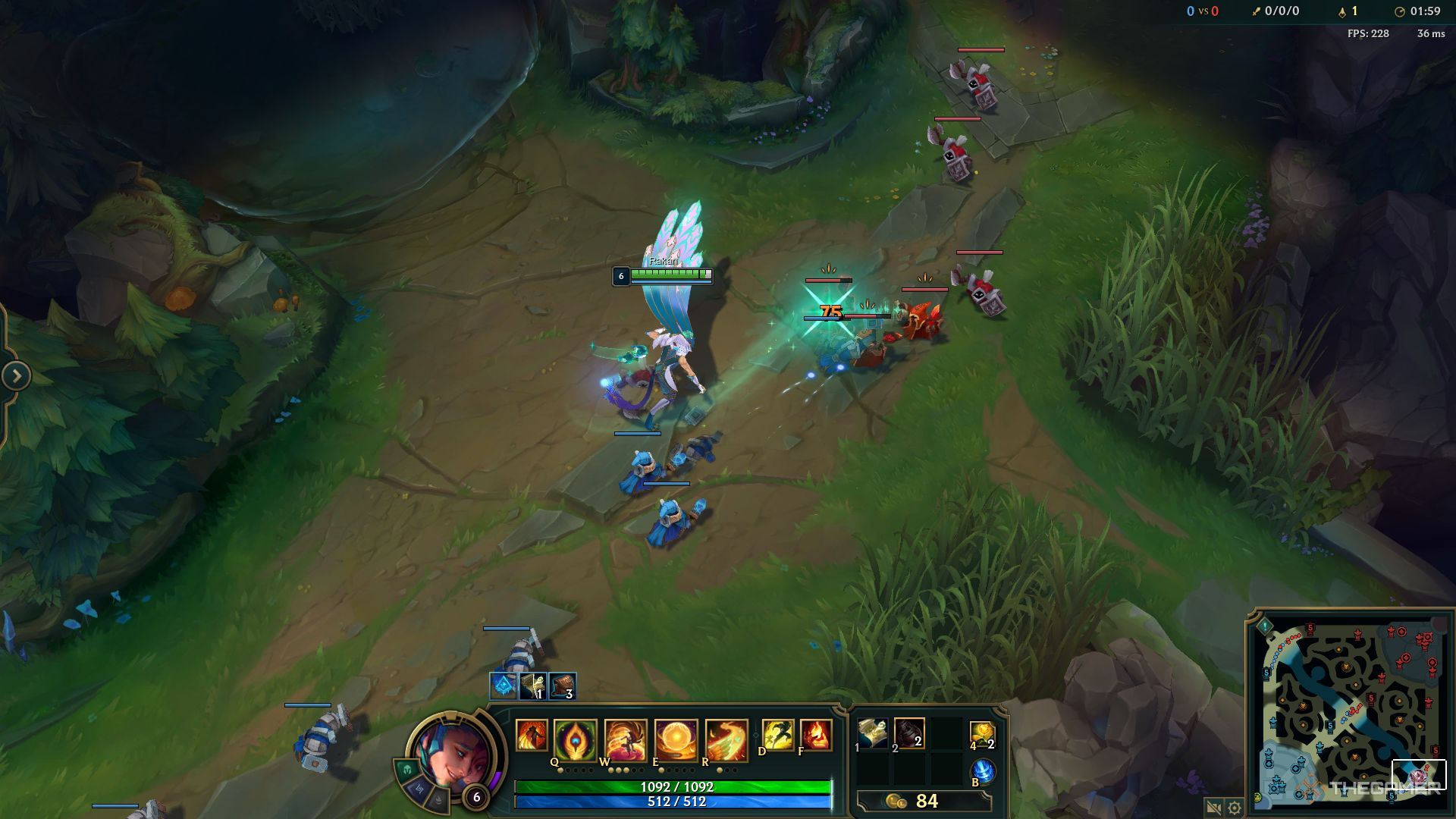 Un Rakan de apoyo al procesamiento del Atlas mundial en League of Legends.
