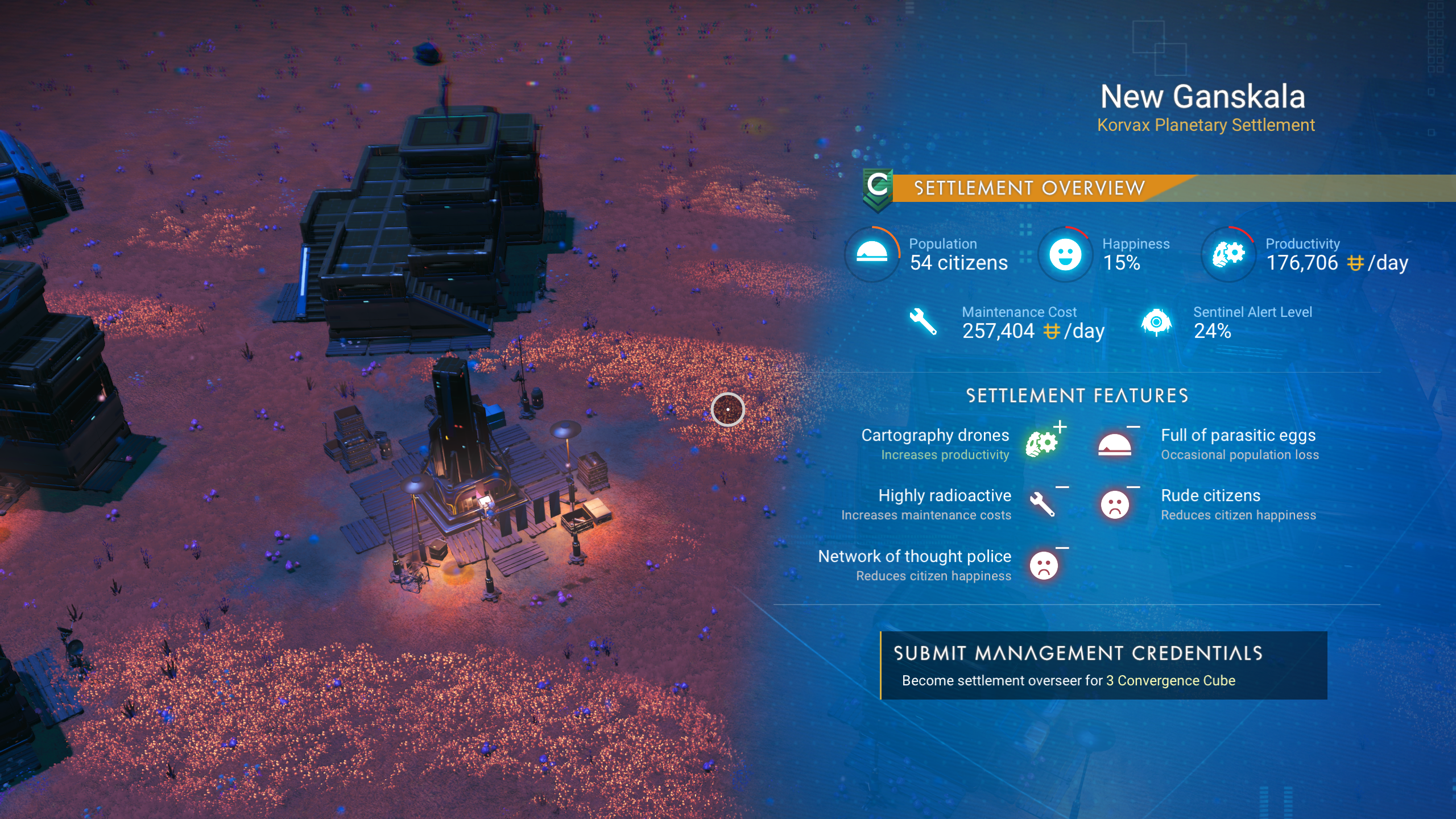 Descripción general del asentamiento de No Man's Sky