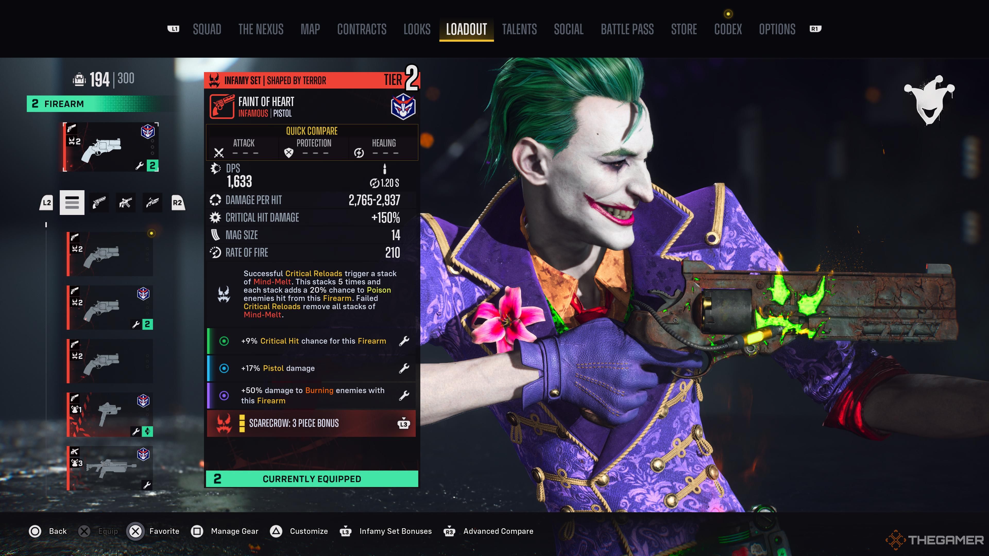 Joker con la pistola Débil de Corazón en Suicide Squad: Kill the Justice League