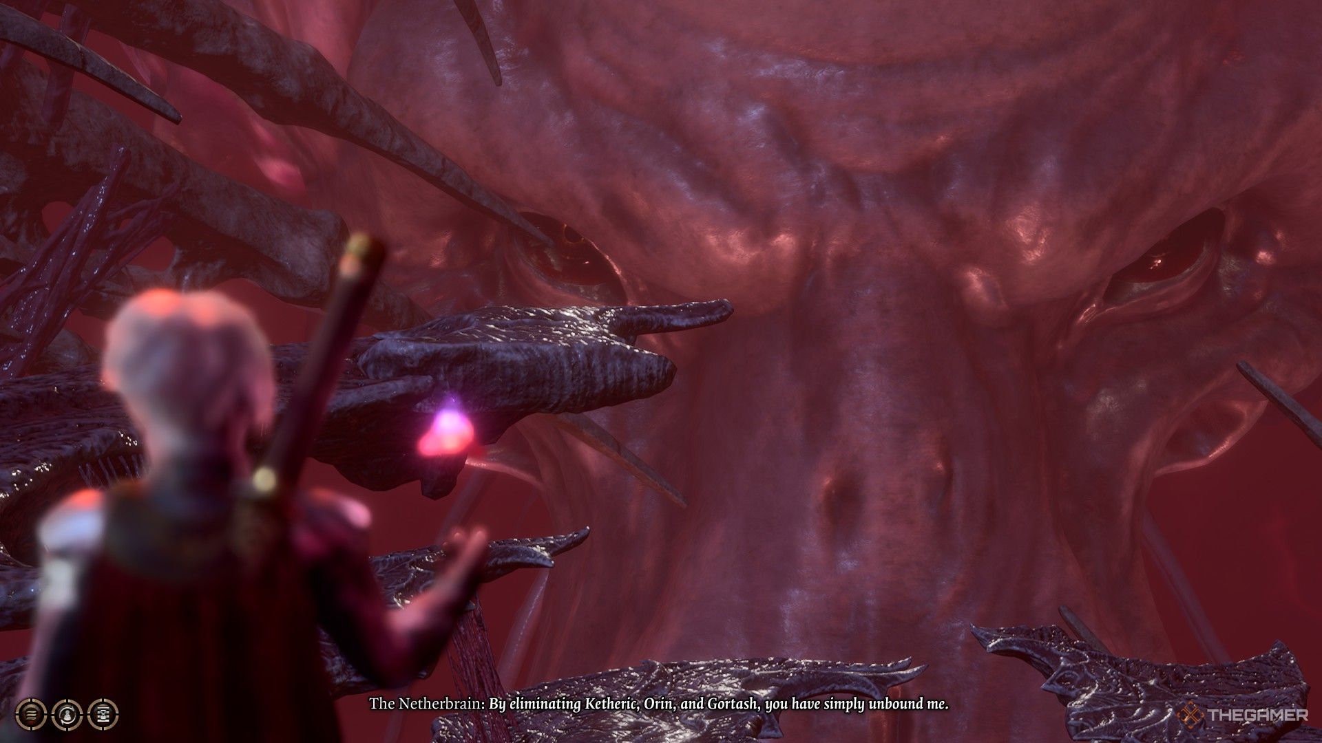 El jugador que sostiene Netherstones se enfrenta al Netherbrain en Baldur's Gate 3.