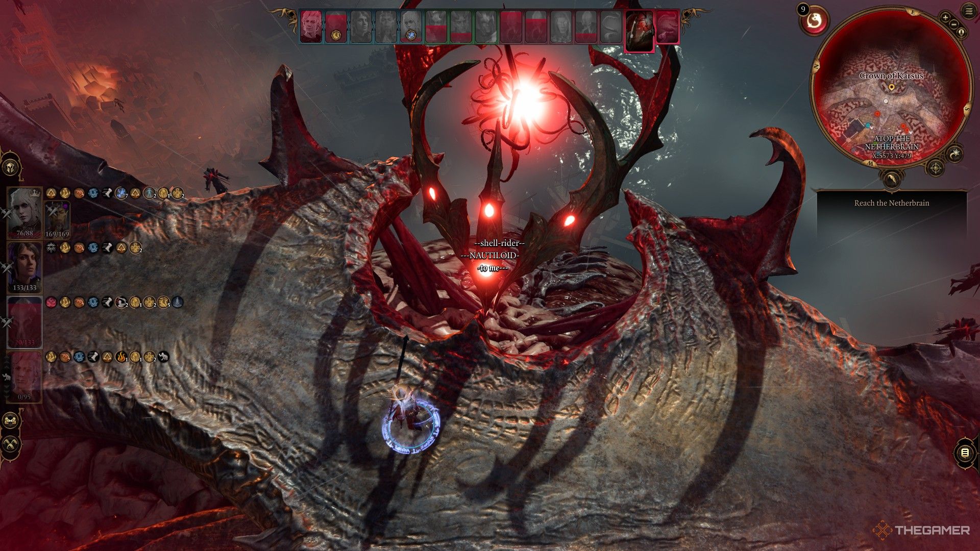 Netherbrain pide el Nautiloid durante la batalla final en Baldur's Gate 3.