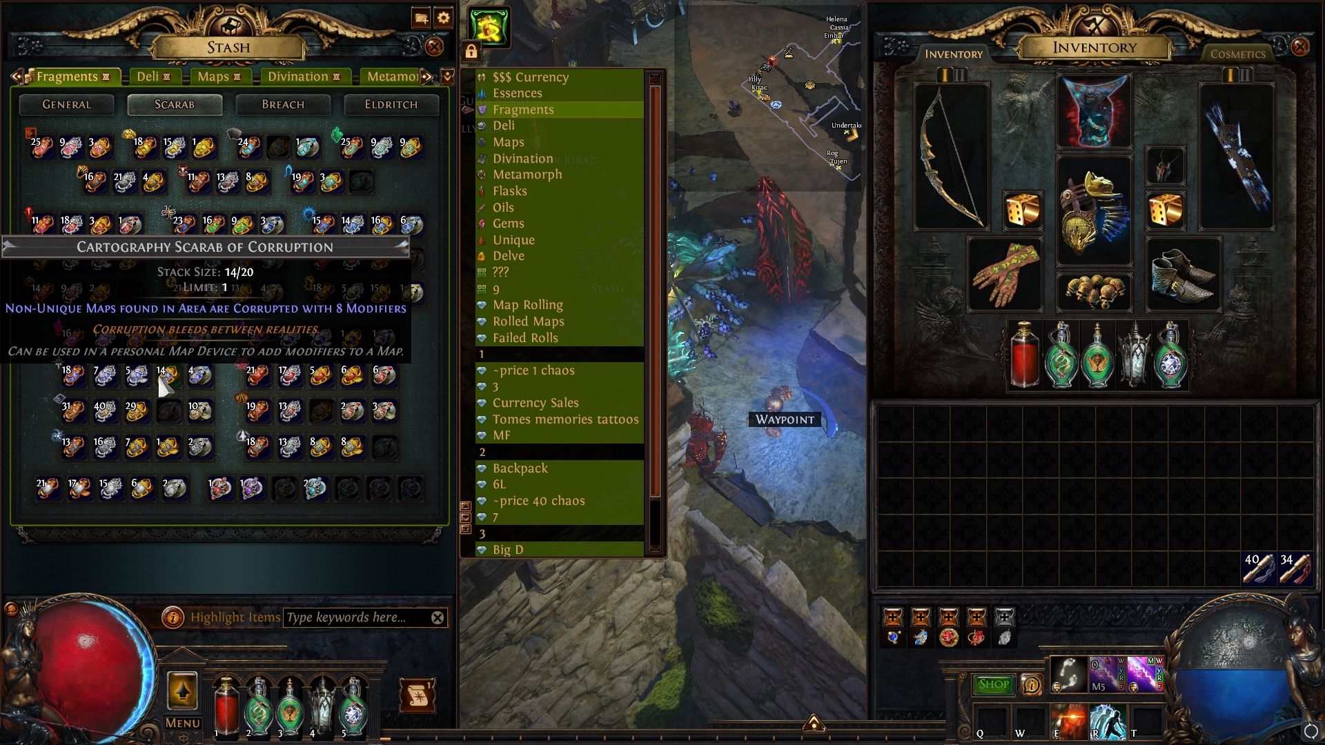 Cartografía Escarabajo de la Corrupción dentro de la pestaña Escarabajo en Path of Exile