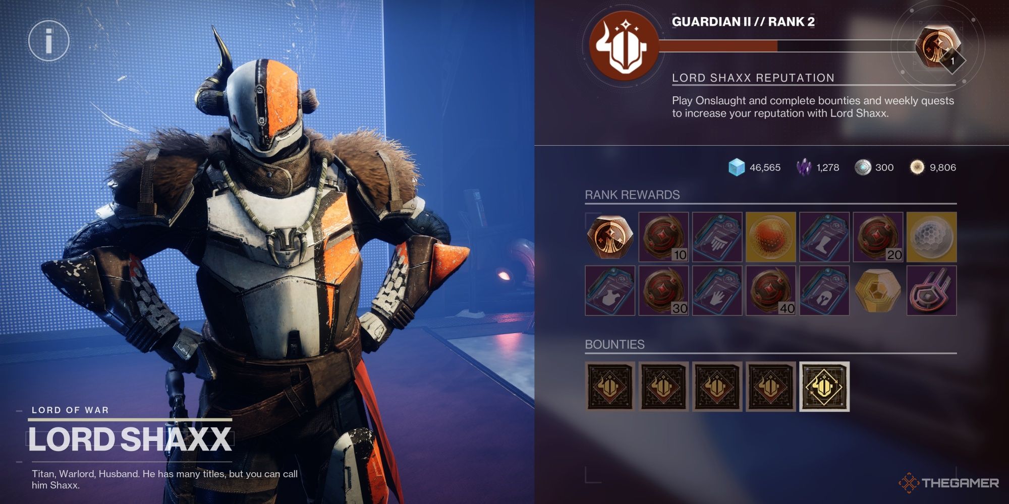Menú de recompensas de Destiny 2 Shaxx Onslaught